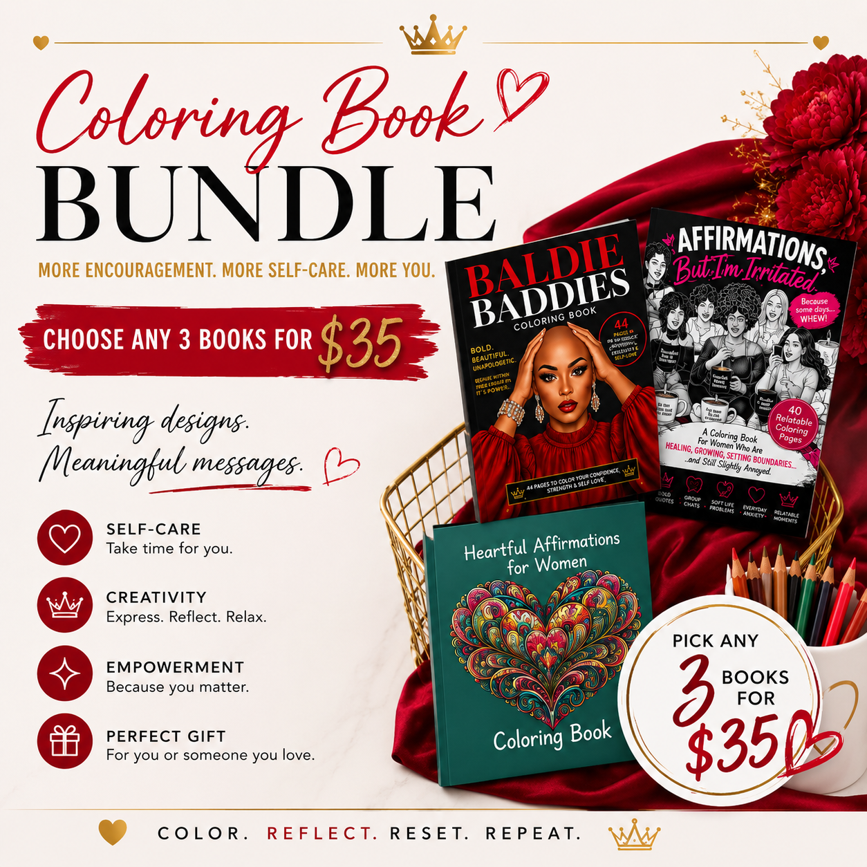 Self-Care Coloring Book Bundle | Choose Any 3 for $35