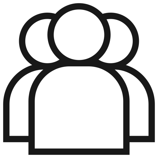Outline of a group of people icon with three figures.