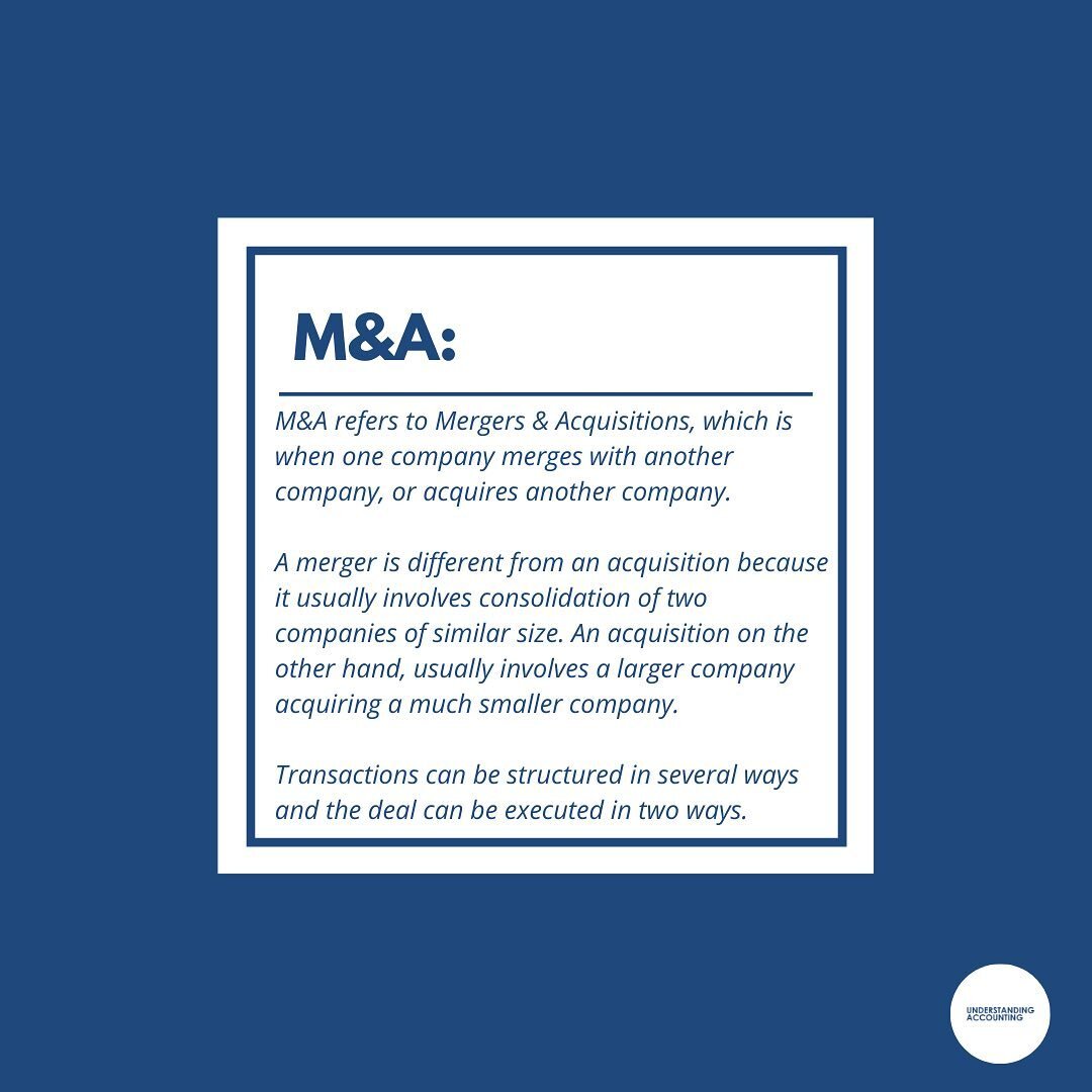 M&amp;A is a common buzzword in business - here are some different ways a deal can be structured!

This is a very high level definition - if you want to learn more about the nuances of an M&amp;A transaction, visit our website and get yourself a copy