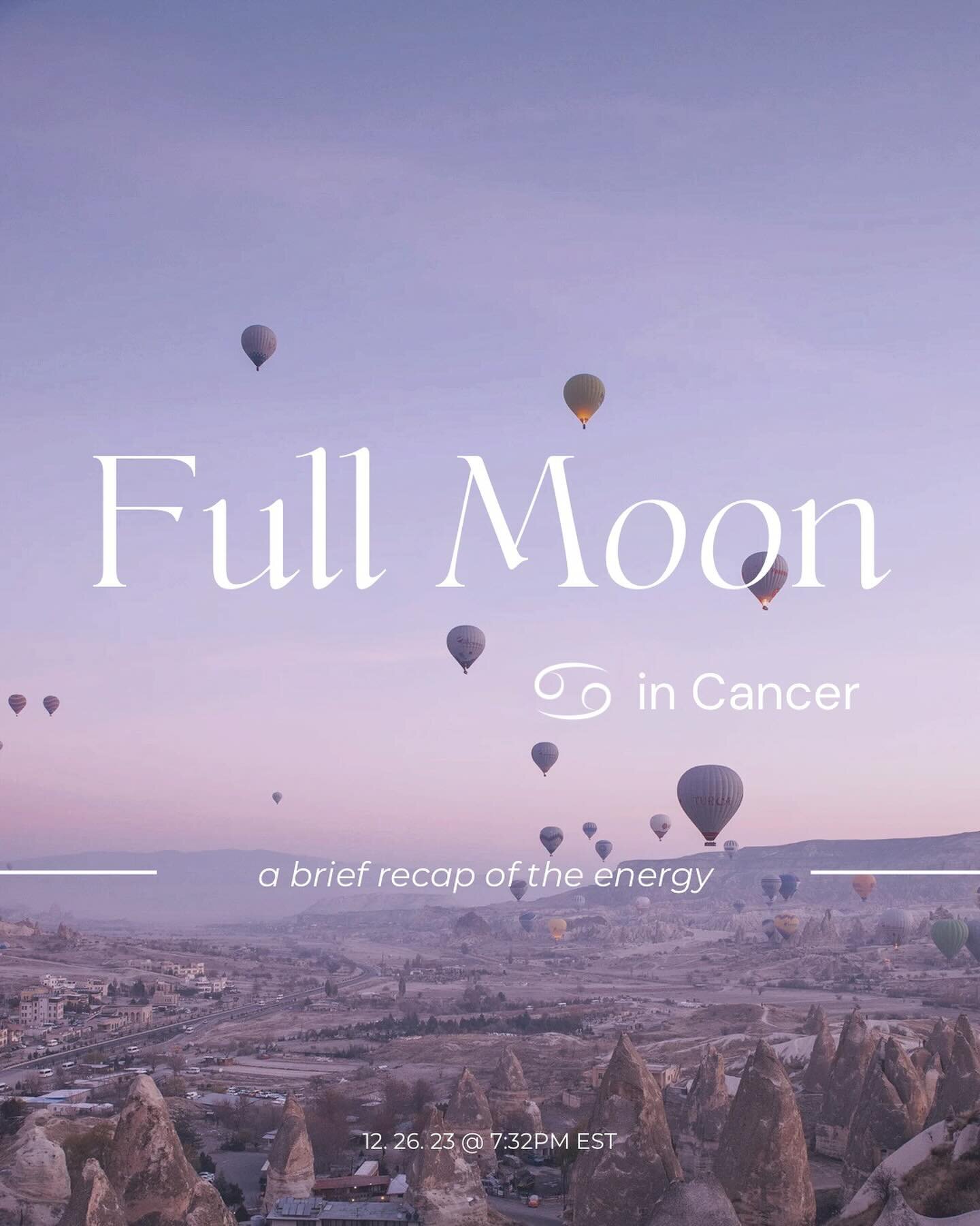 FULL MOON IN CANCER ♋️ 

Today at 7:32 PM EST we have the Full Moon in Cancer at 4&deg;. This Full Moon is asking us to release thought patterns and beliefs that haven&rsquo;t been fruitful or helpful for us. 

This is a pretty busy Moon cycle as we 