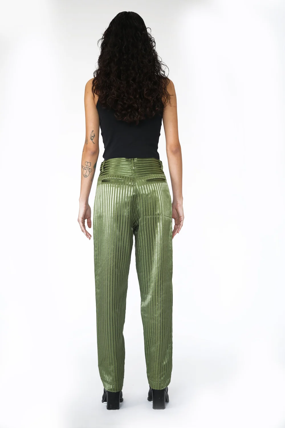 Sayye Silk Trousers, Green — Tala Barbotin Khalidy