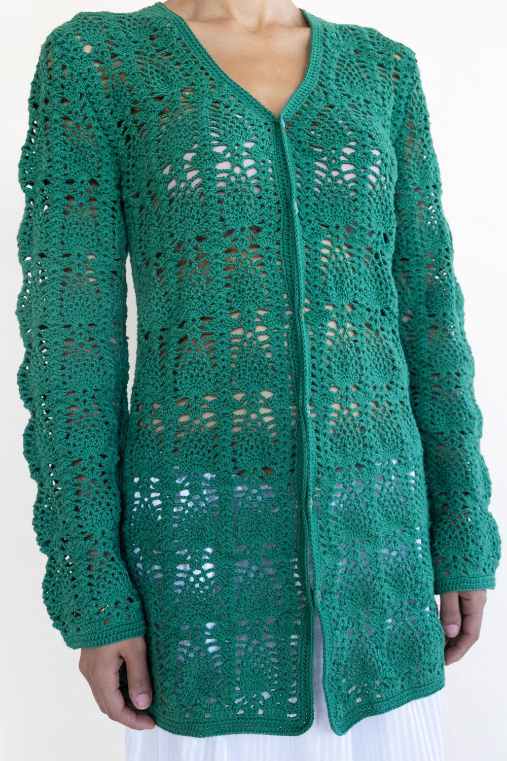 Green Hand Crochet Cardigan — Tala Barbotin Khalidy 