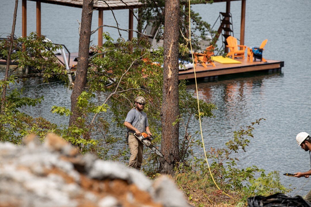 Looking for a job with an office outside and lake views? Yes? We've got some good news!⁠
.⁠
We're at the lake multiple times every month, we're outside every day, and we are currently looking for an experienced climber and bucket operator to join our