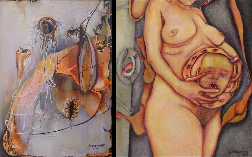 Bundled land, Oil on canvas, 70x50 cm, 2001 + Womb, Oil on canvas, 74x65 cm, 2008 .png