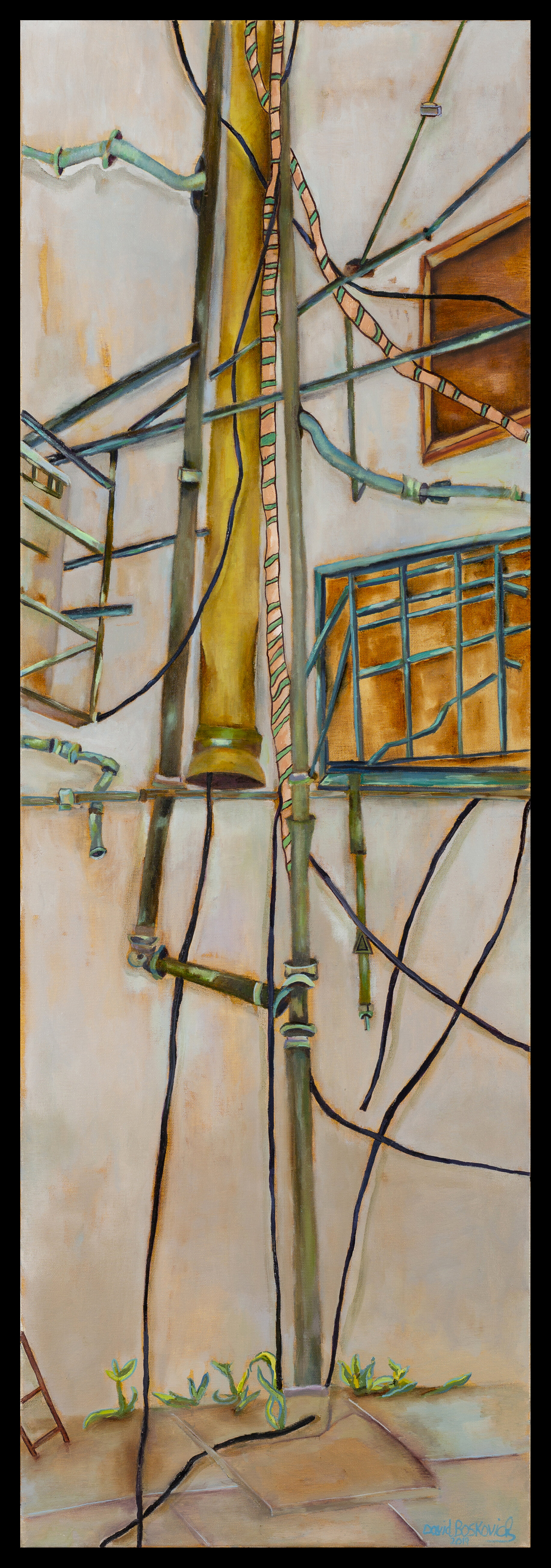 Sewer pipe hanging, oil on canvas, 120x40 cm, 2019.jpg