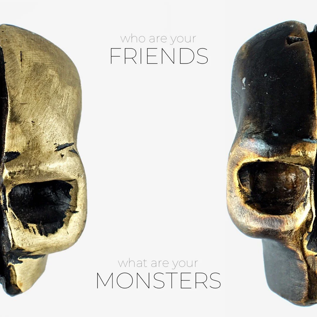 What are the inner and outer allies, strengths, and friends in the current chapter of your myth?
What ordeals, challenges, monsters do you need to face and transmute? 
.
.
.
.
.
.
#friendsandmonsters #materialallies #agentsofmeaning #skullart #skullj
