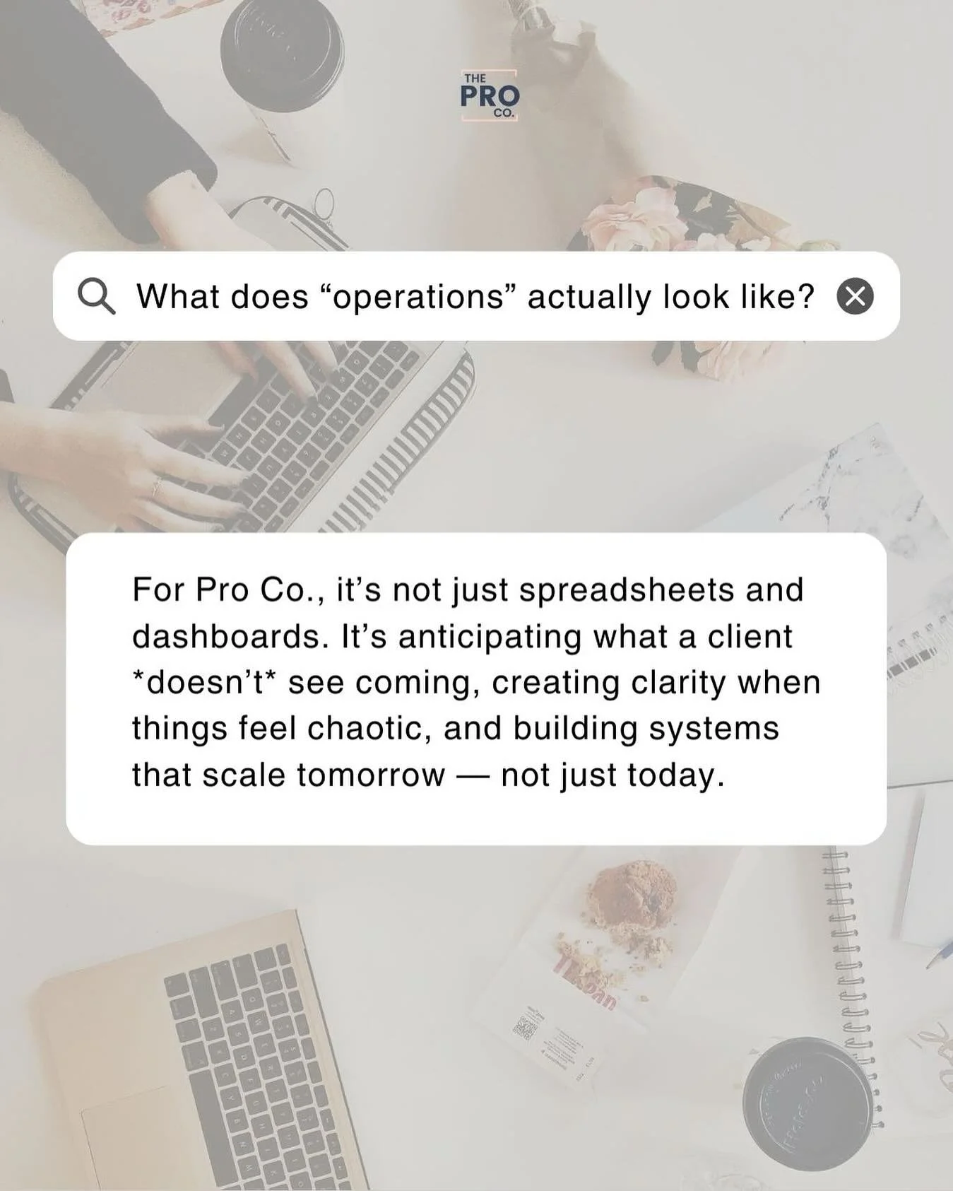 ✨ Time to address the behind-the-scenes work that frees leaders to lead.

Operations isn&rsquo;t just spreadsheets&mdash;it&rsquo;s clarity, strategy, and systems that actually work so you can focus on growth, not the chaos.

What part of your busine