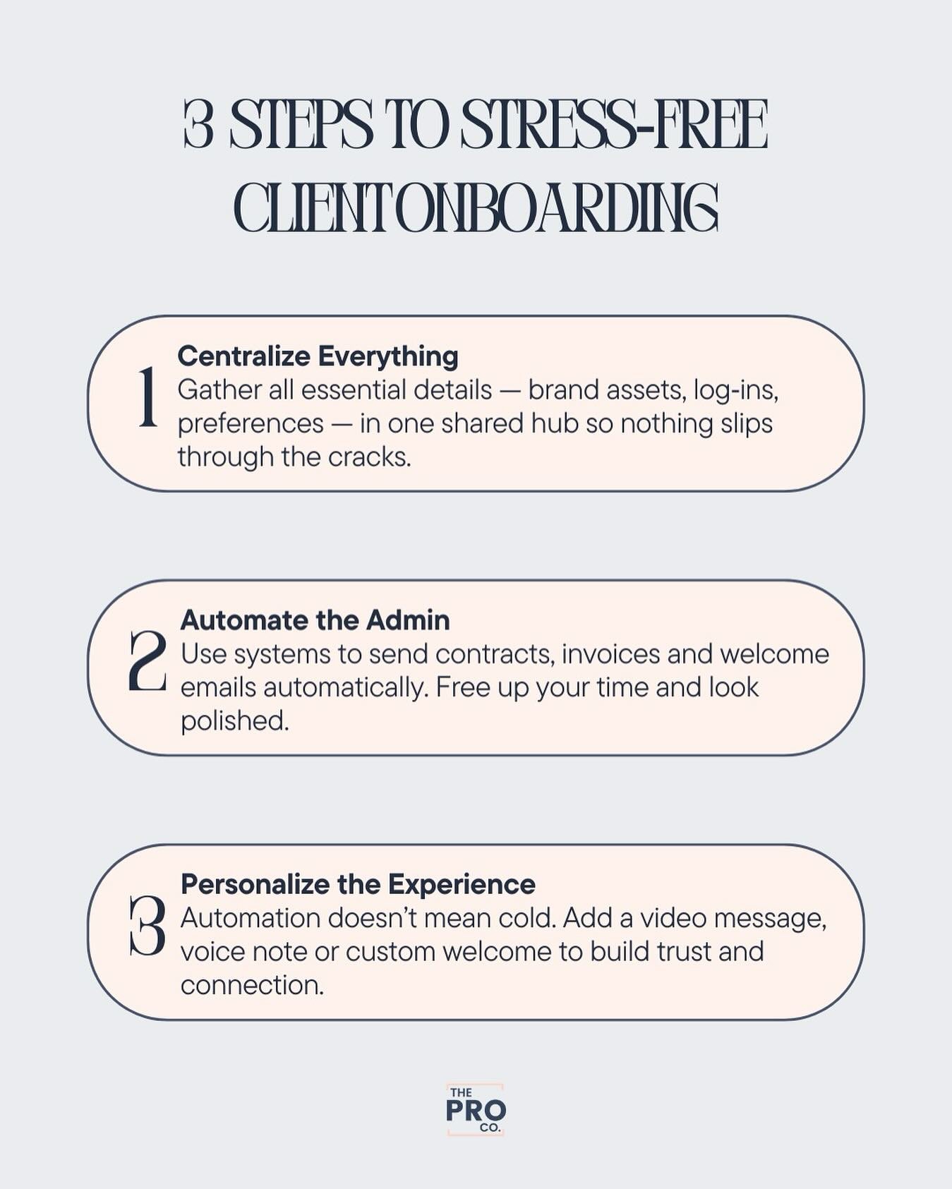 ✨ New week. New workflow.

This week at The Productive Co., we&rsquo;re talking about something every service‑business owner knows: onboarding your new clients. It&rsquo;s exciting&hellip; until the details start slipping, emails stack up, and you fe