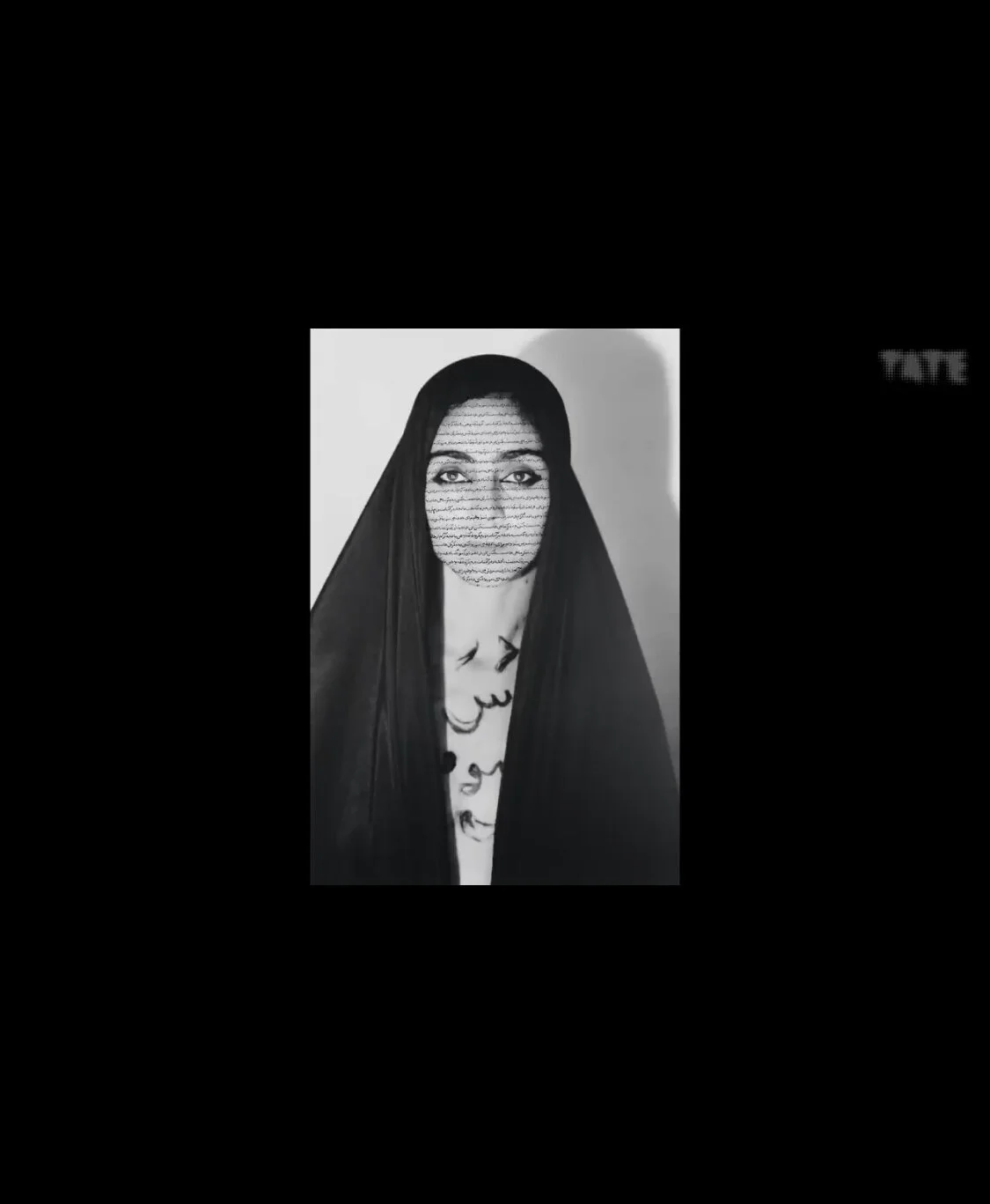 Neshat photographed Women of Allah and paints poetry written by Iranian women on the photographs