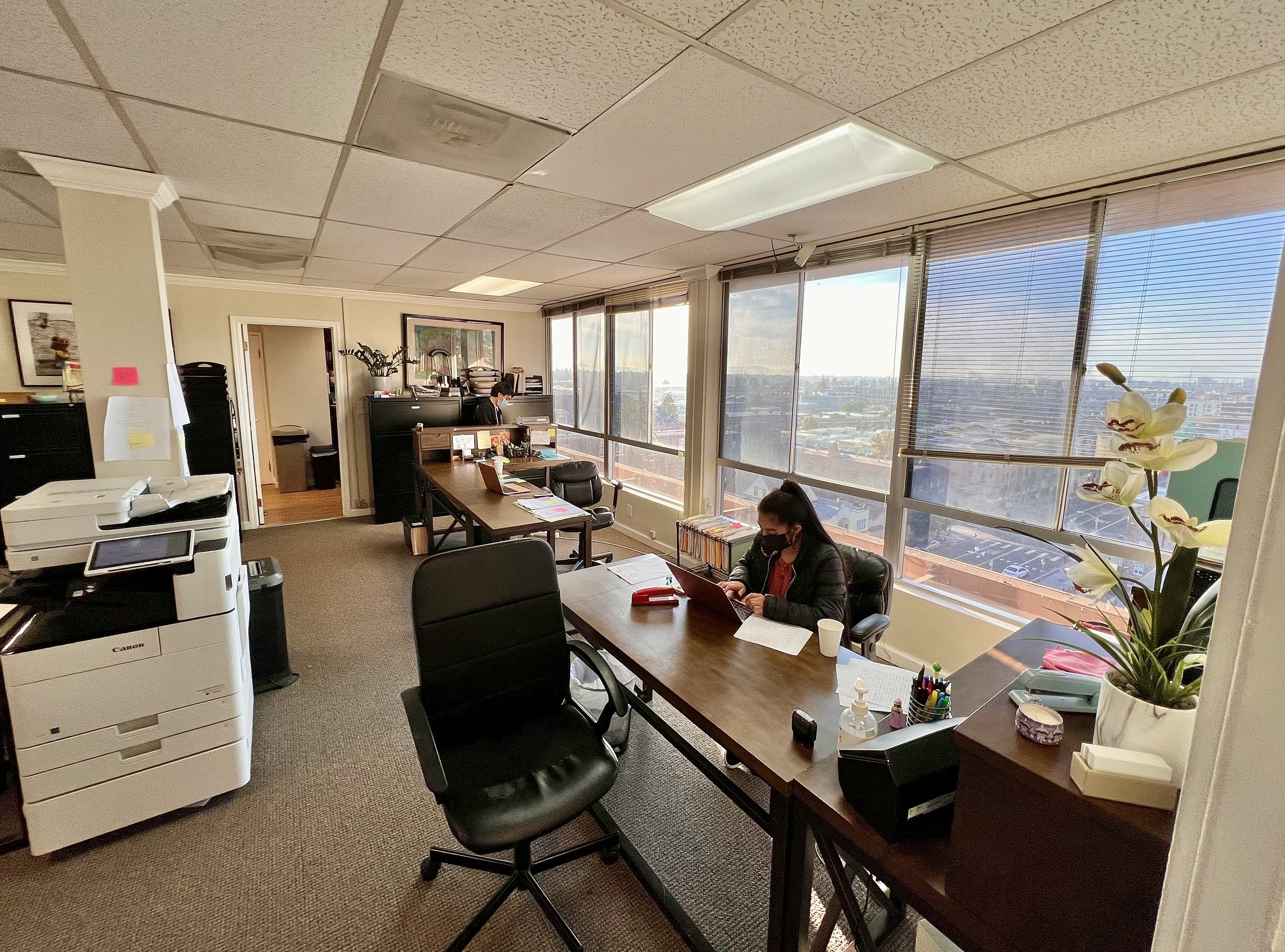 Cannon printer on the left - our work stations on the right
