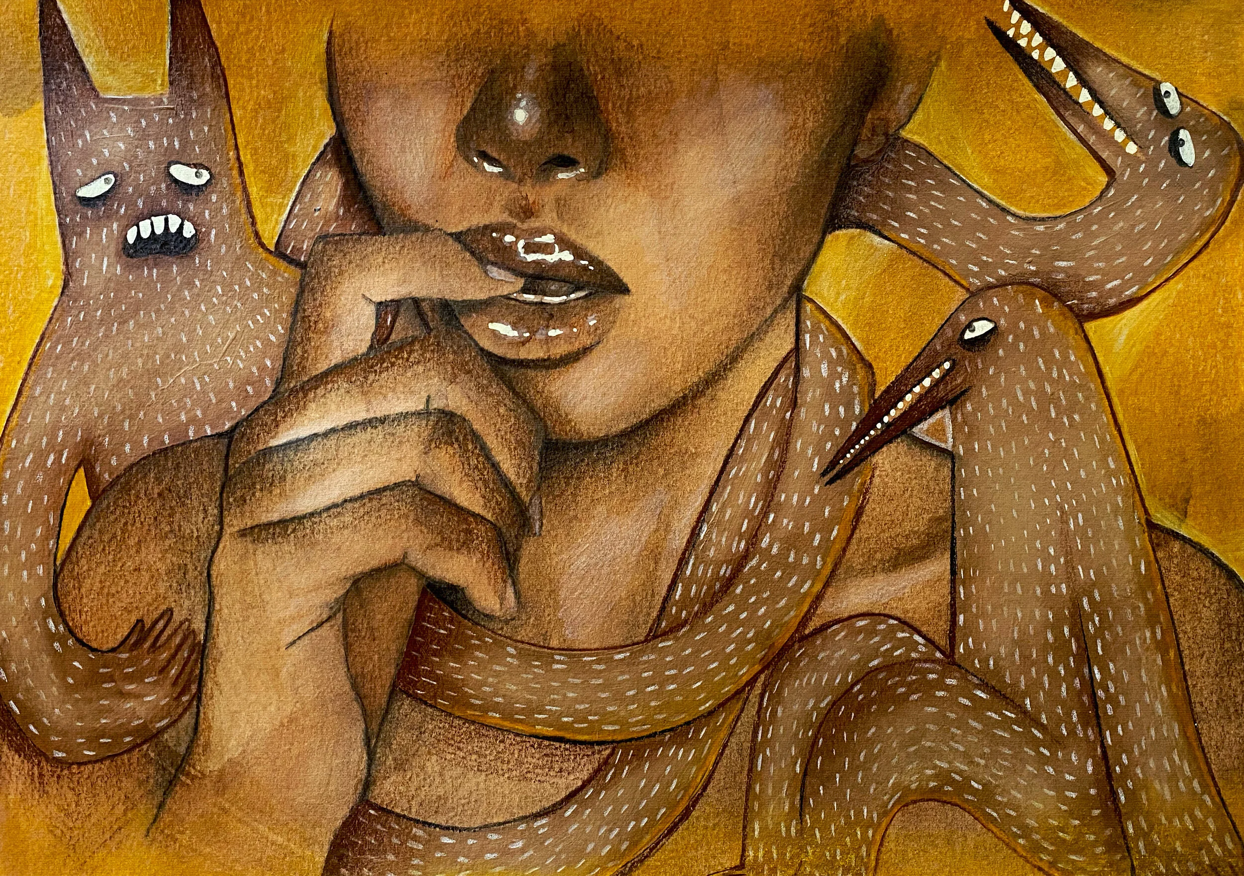 WANTED | acrylic ink & colored pencil 