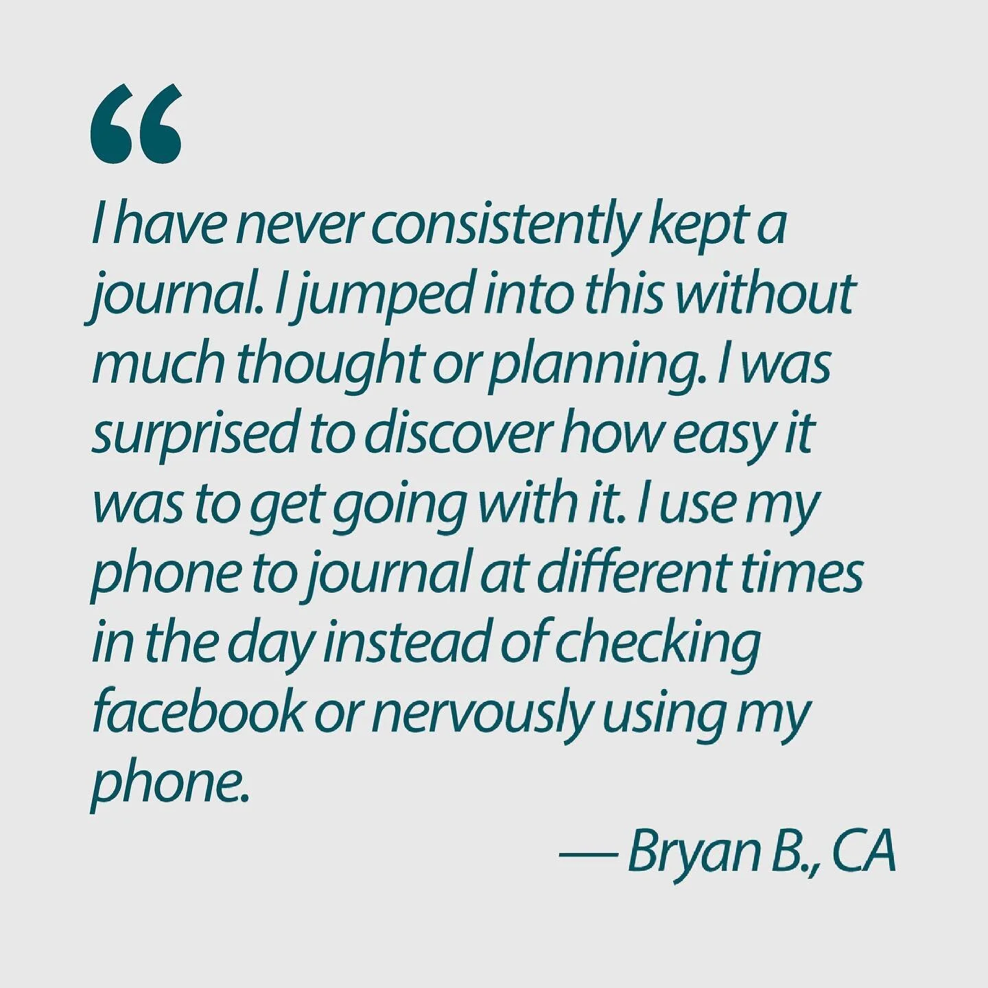 It was great to learn that Bryan finished the workshop knowing that he could take a break from social media on a regular basis by journaling.