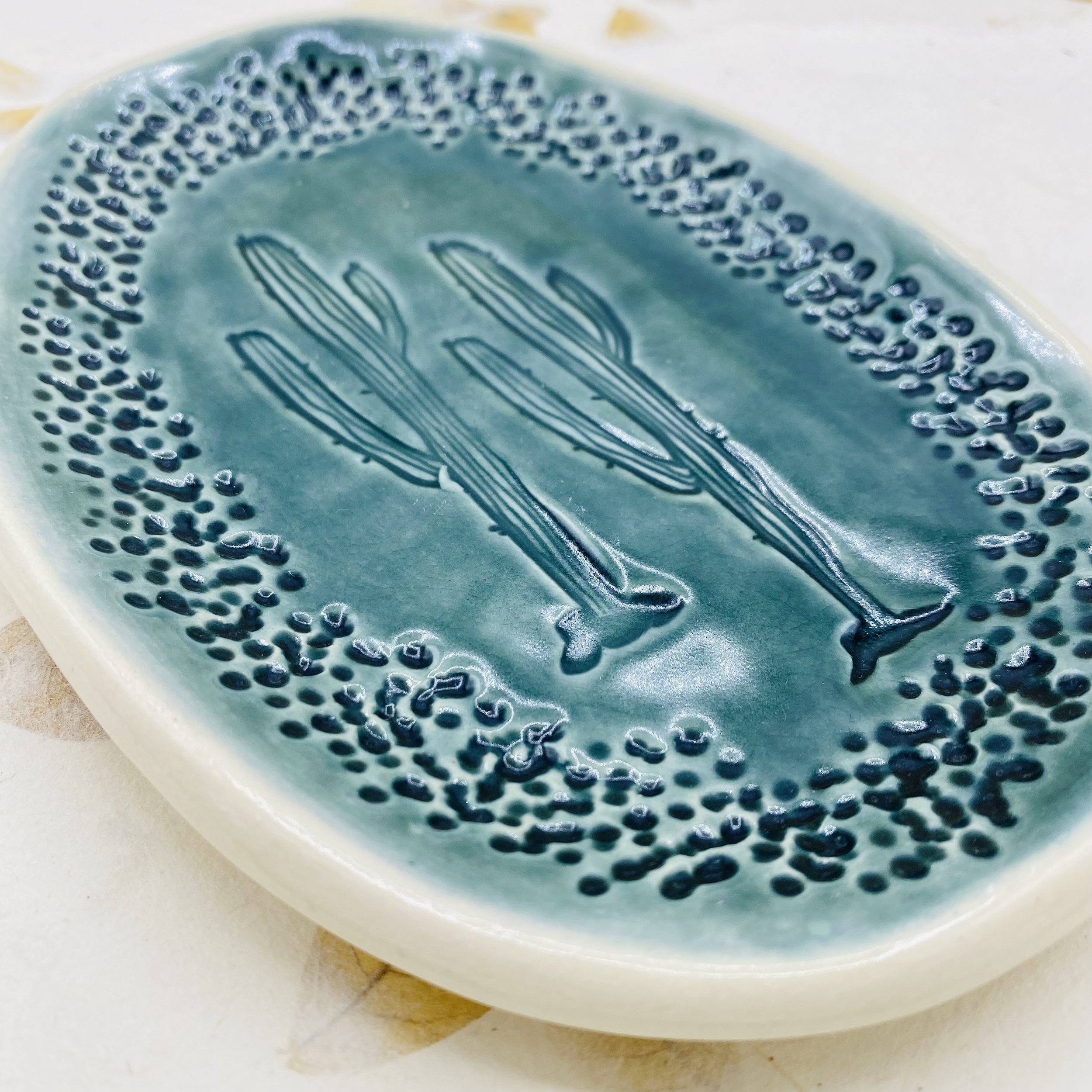 Pottery 9th Anniversary Gift JANECKA Purple Butterfly Soap Dish Ring Tray Free Form Artisan Crafted 