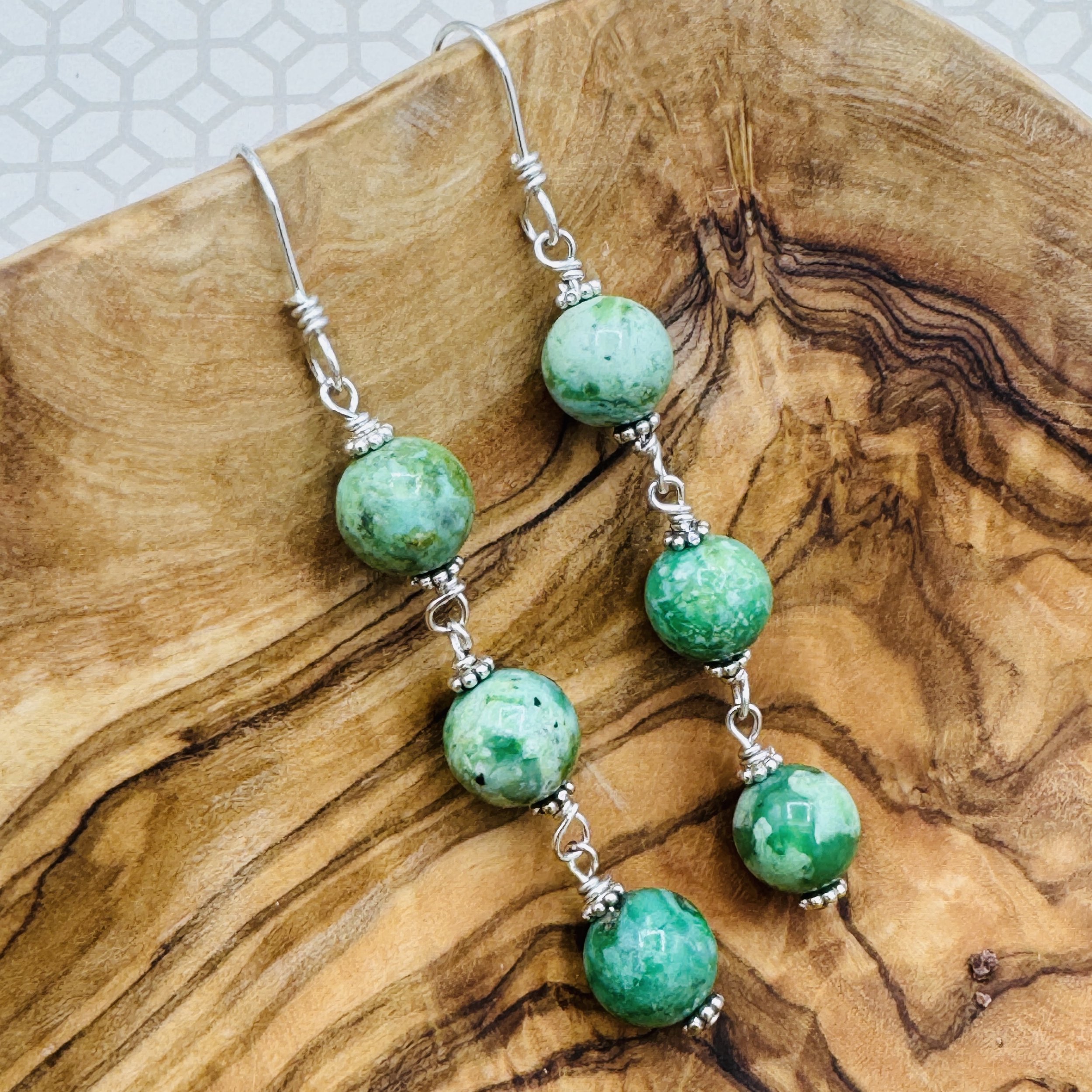 JANECKA Variscite 3 Drop Earrings Mined in Utah