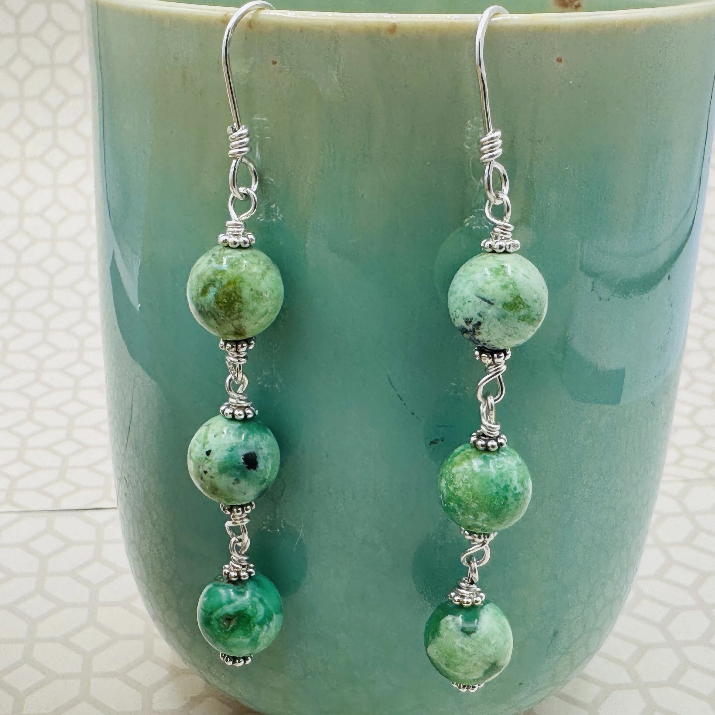 handmade by janecka variscite gemstone earrings