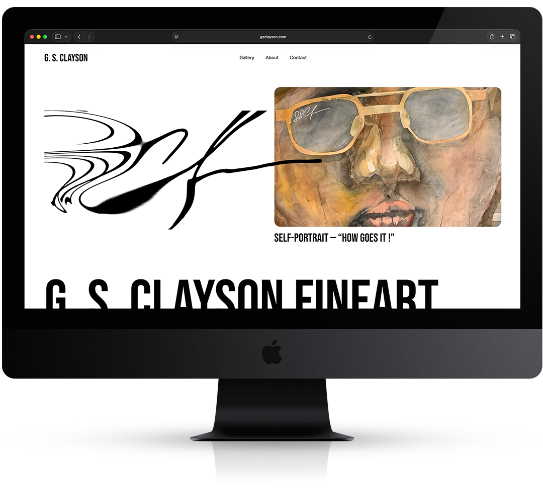 GS Clayson Fine Art portfolio website design and responsive artist web layout by twolineSTUDIO.