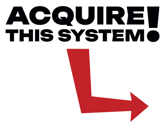 Red arrow pointing to the right with text above reading "Acquire This System".