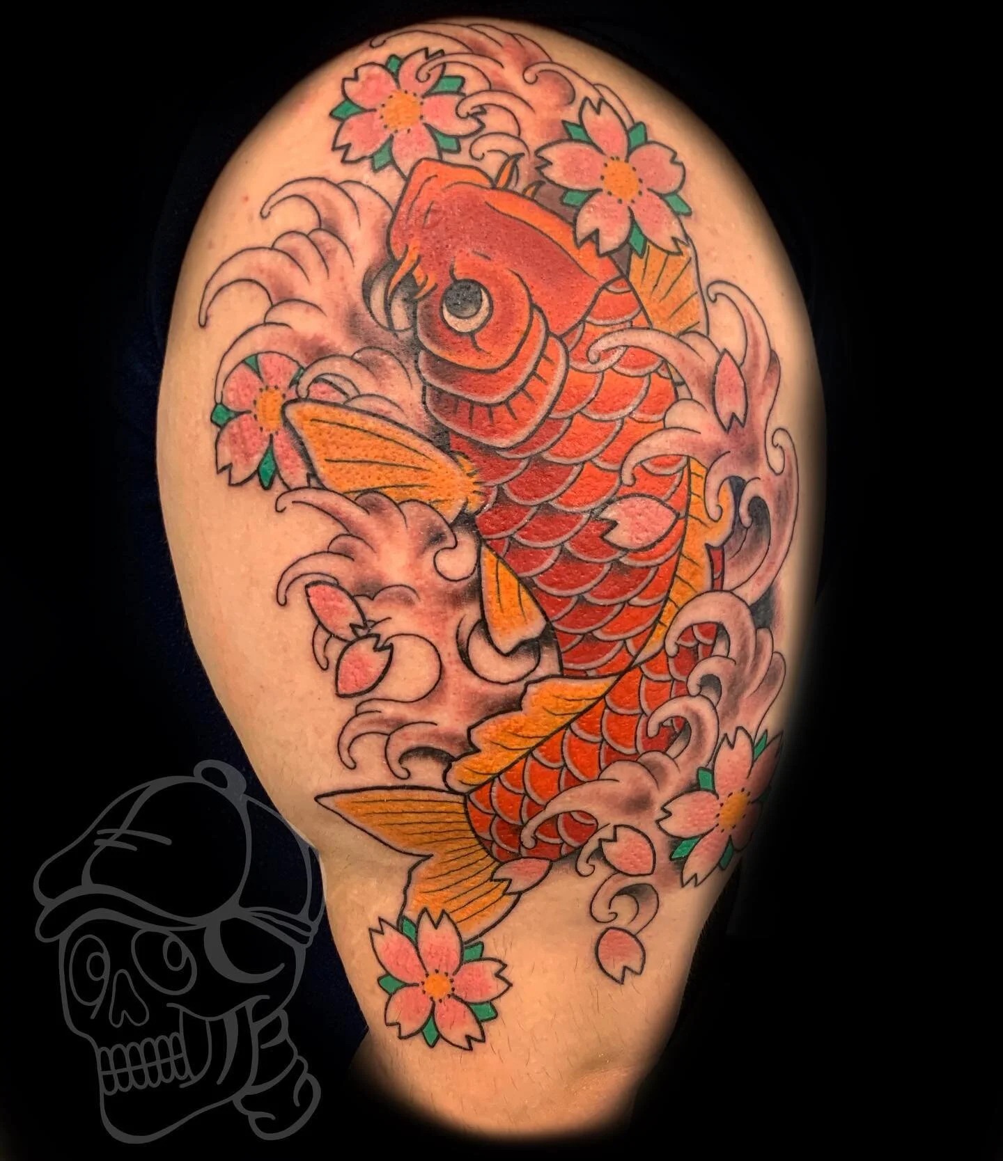 Did this koi fish from my drawings today on @nicole_marie_21410  Thank you for getting this I really appreciate it. Bsetzlertattoo.com for booking. Thank you! #bsetzlertattoo #tattoo #tattoos #ink #inked #art #drawing #flash #japanese #bold #boldtatt