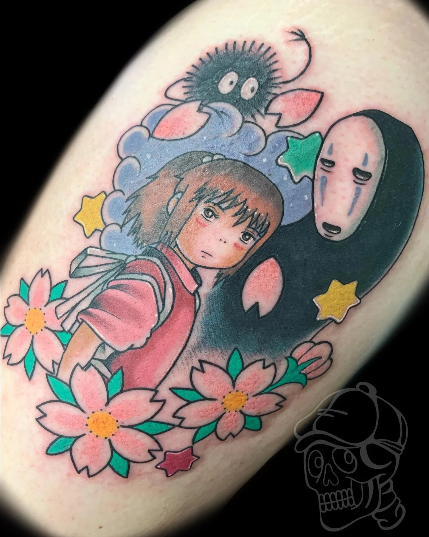 Spirited away tattoo. Little irritated but fun to do. I&rsquo;m now booking. Bsetzlertattoo.com #bsetzlertattoo #tattoo #tattoos #anime #movie #film #spiritedaway #design #art #drawing #ink #inked #color #colortattoo #noface #miyazaki #studioghibili