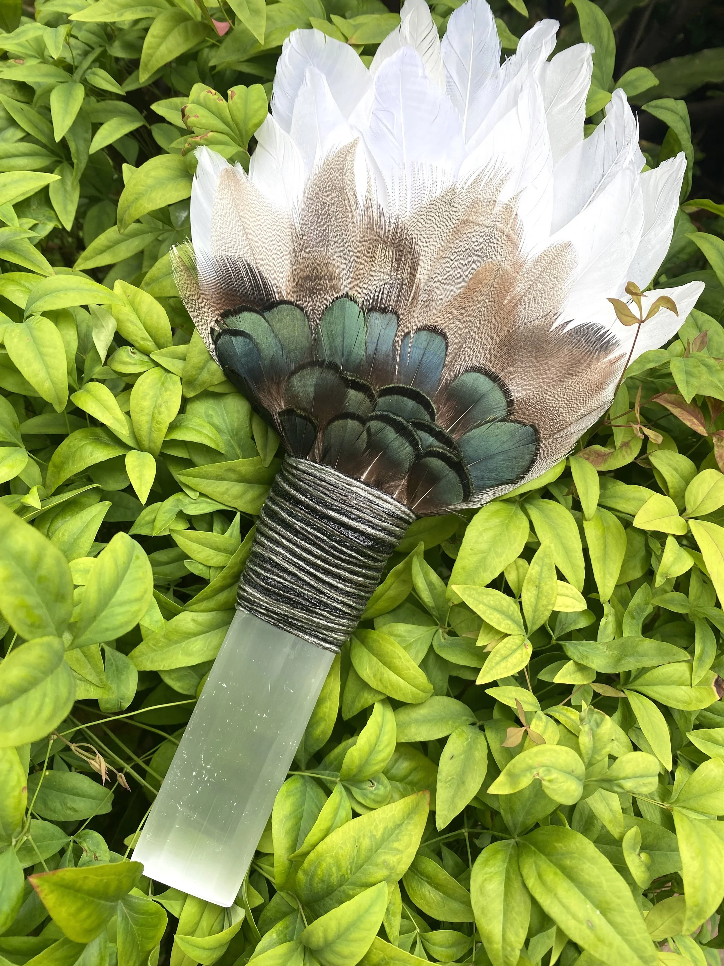 Shamanic Totem Reiki Smudge Feather Wand  "Piccola 006B" - 2026