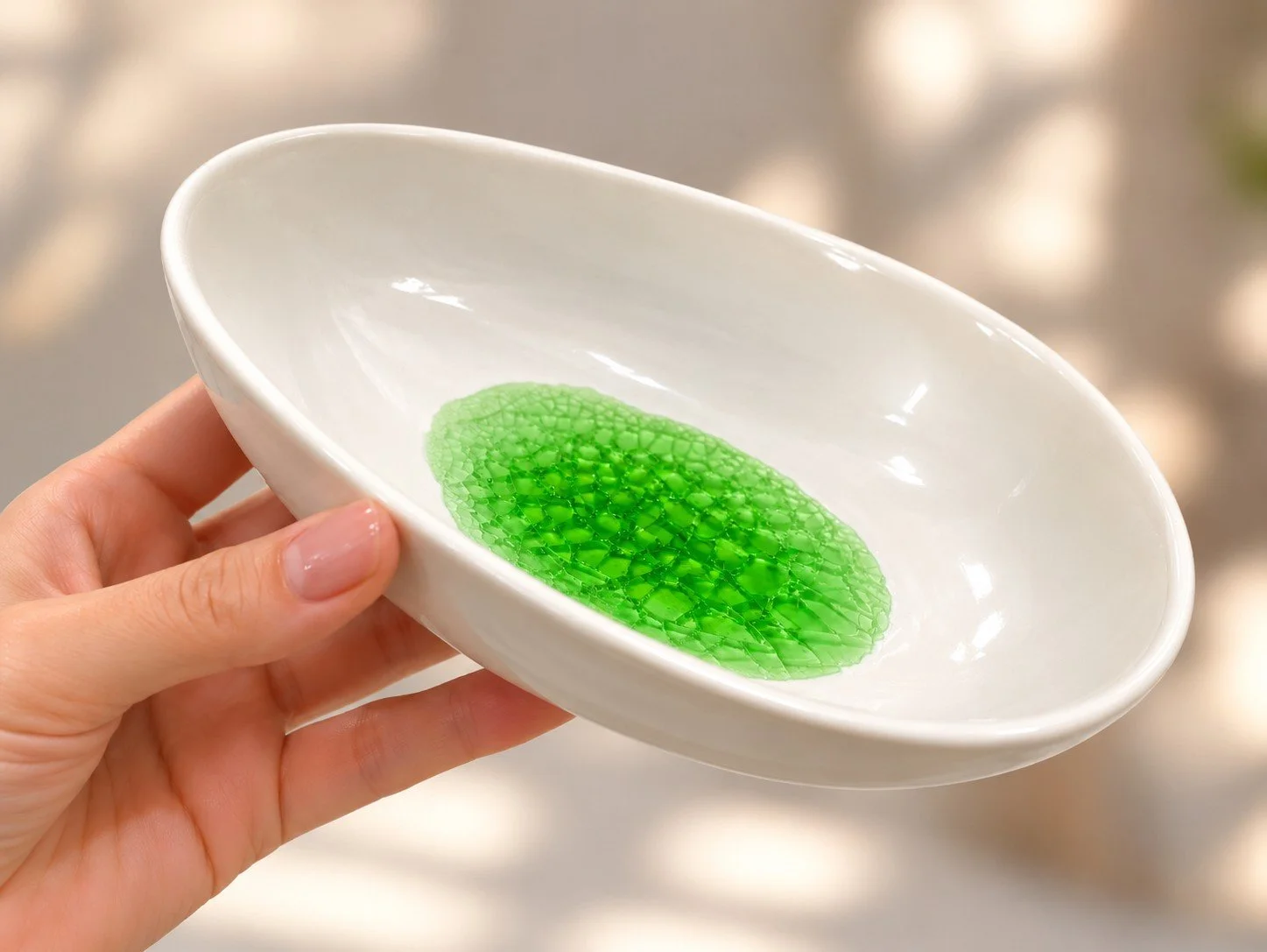 Handcrafted Egg-Shaped Smudge Keepsake Offering Bowl – Blue or Green Crazed Glass