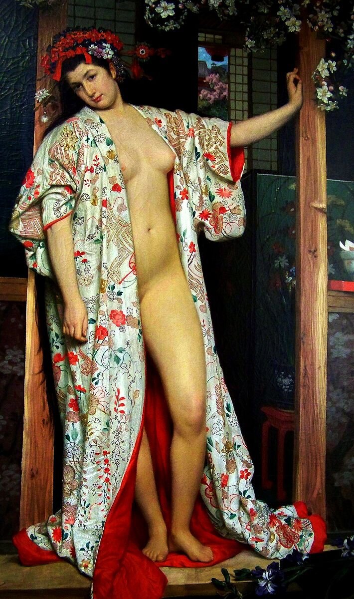 710px-James Tissot - La Japonaise au bain, 1864