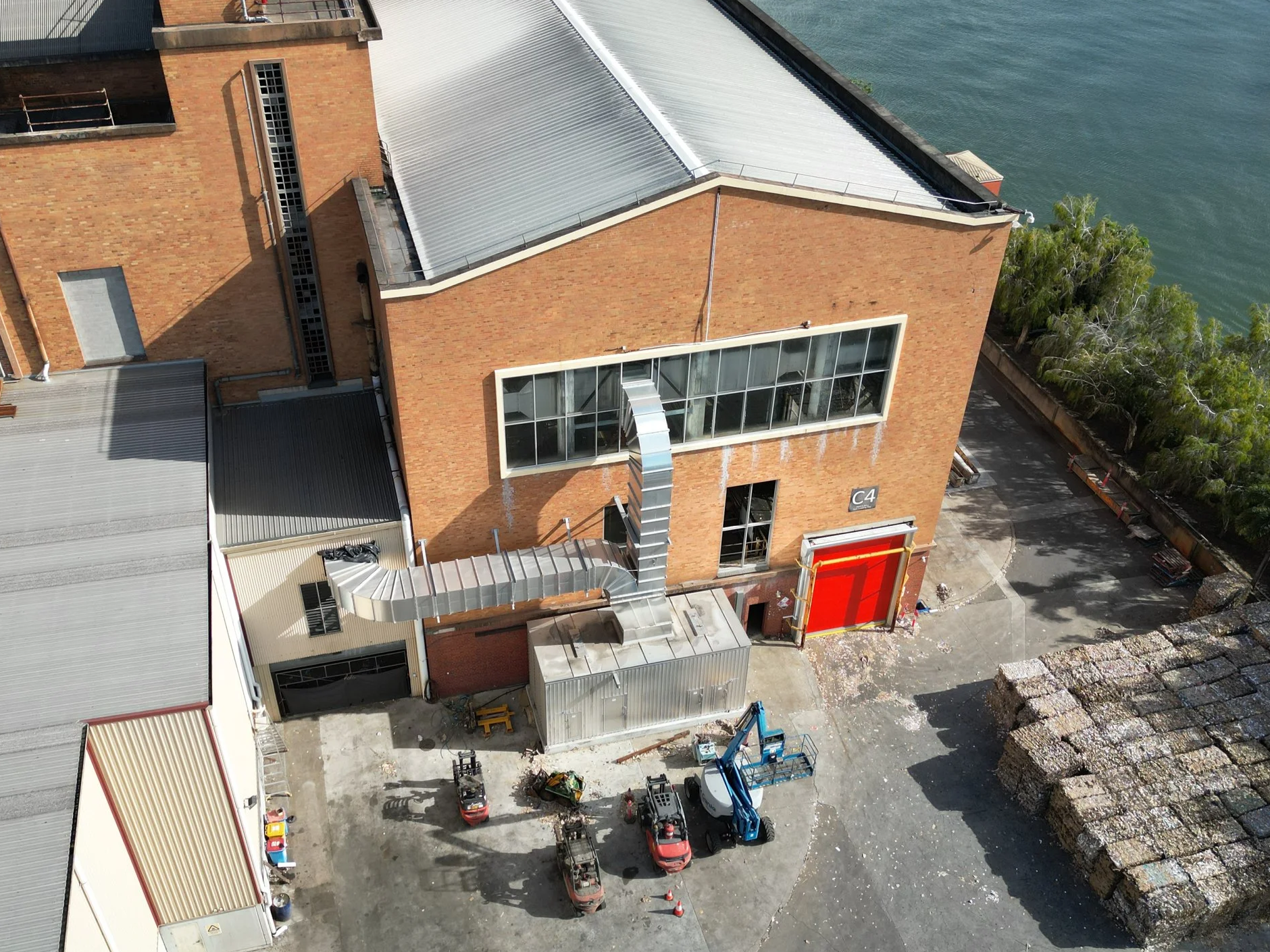 Recycling Plant Ventilation Duct Supports - Project involved the site measure and design or structural steel supports for an external and internal ventilation ducting upgrade.