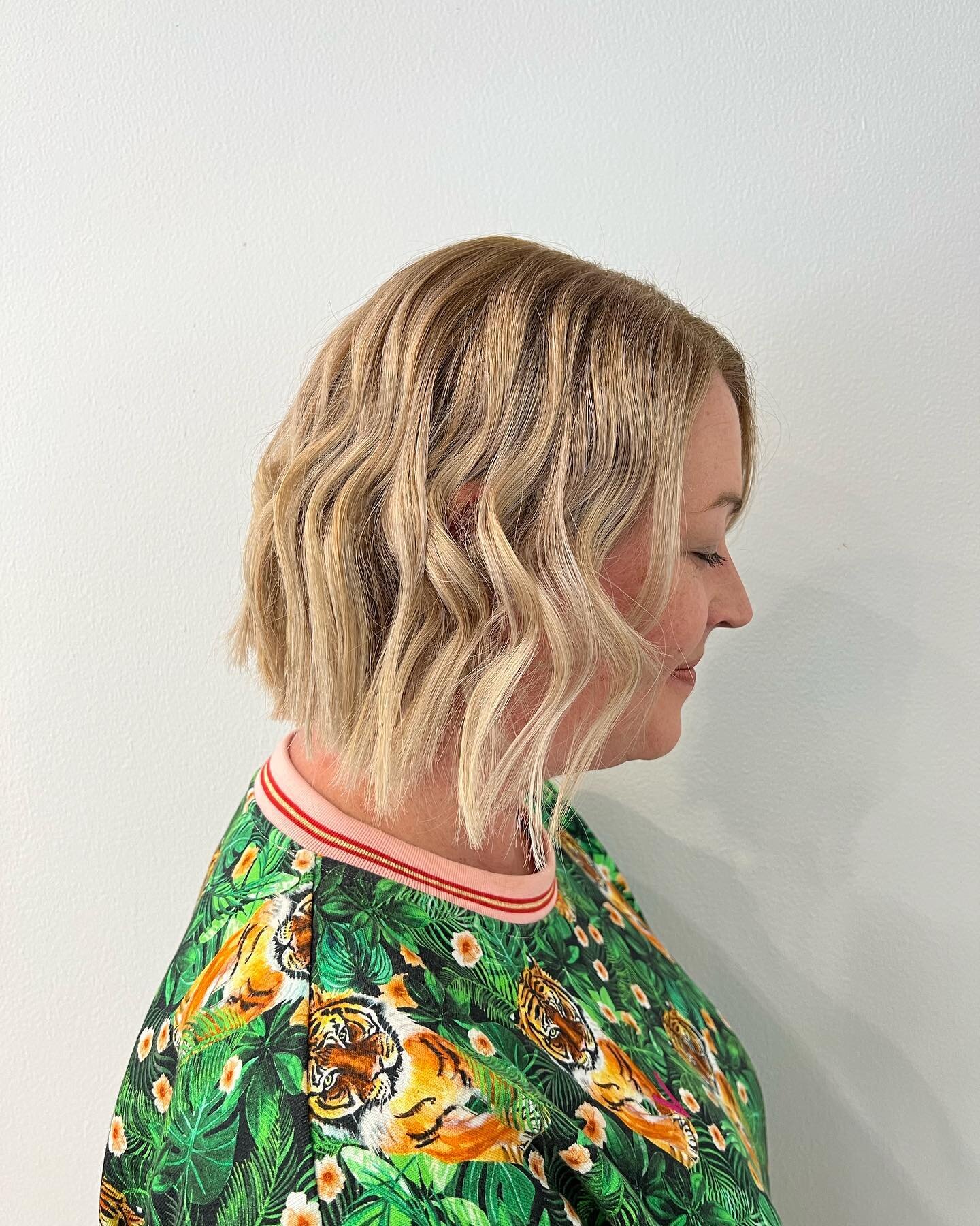 Beautiful blonde created by Rocco on one of our favorite long term client. #wella #wellahair #blondebob #lighterends