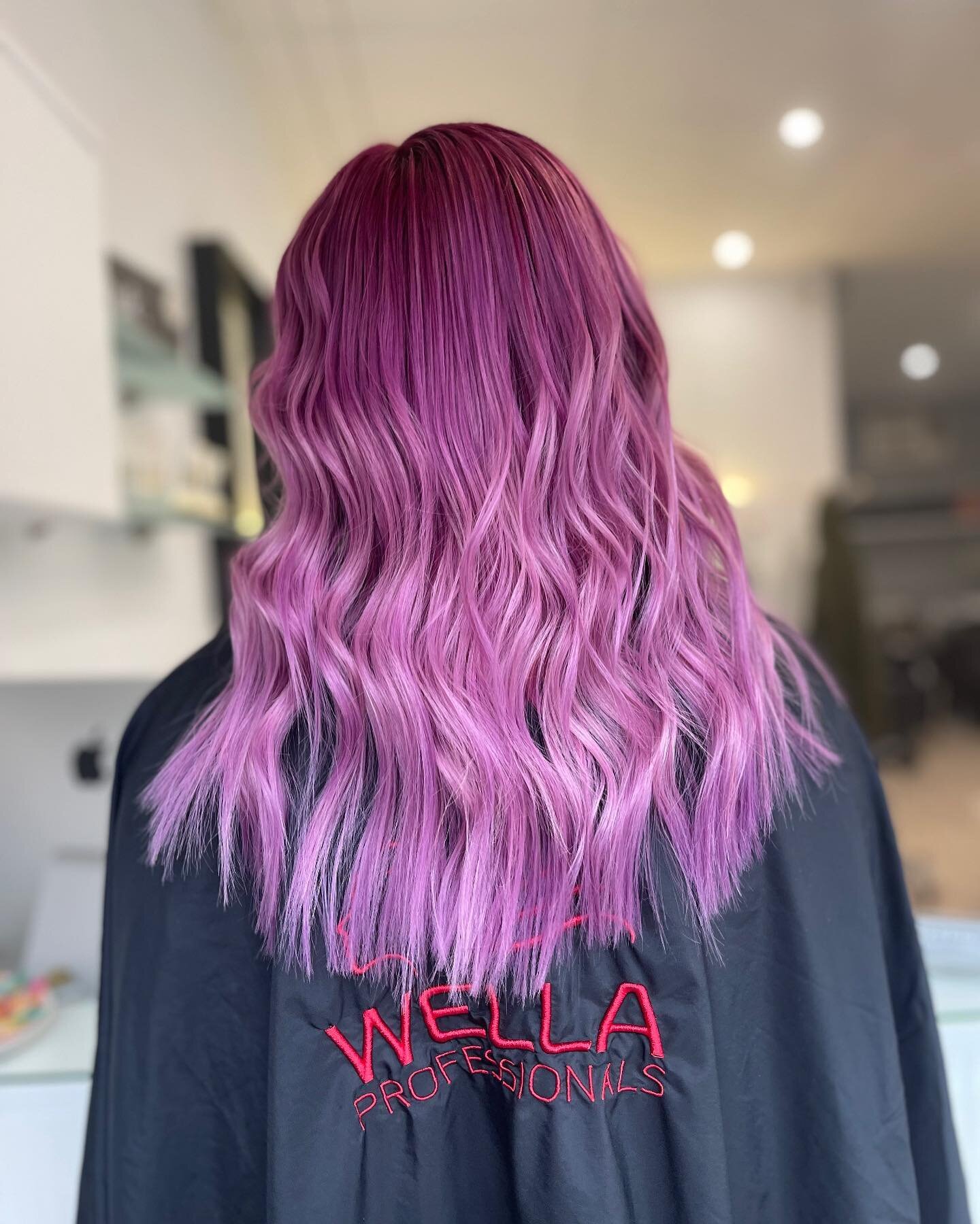This amazing pink was created by Darcy we are just obsessed with it!!! One very happy client!!! #pinkhair #pinkhairdontcare #pinkhaircolor #wella #wellahair #wellaprofessional