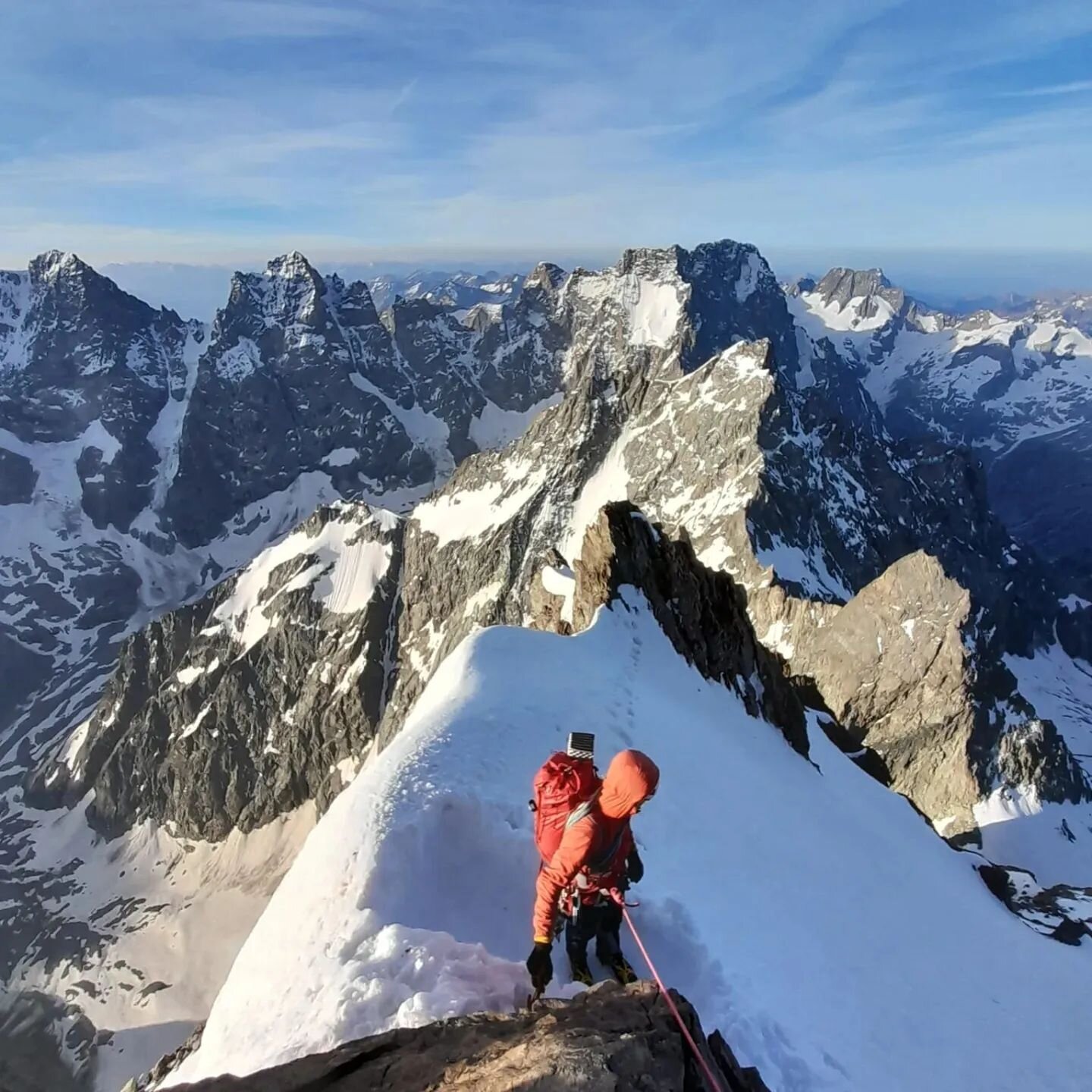 @c_g_jackson has been exploring Les &Eacute;crins with @alexanderrkay last week.

They climbed the Barre des &Egrave;crins via the South Pillar. An aesthetic line with a wintery night in the snow near the summit.

Les &Eacute;crins is a stunning regi