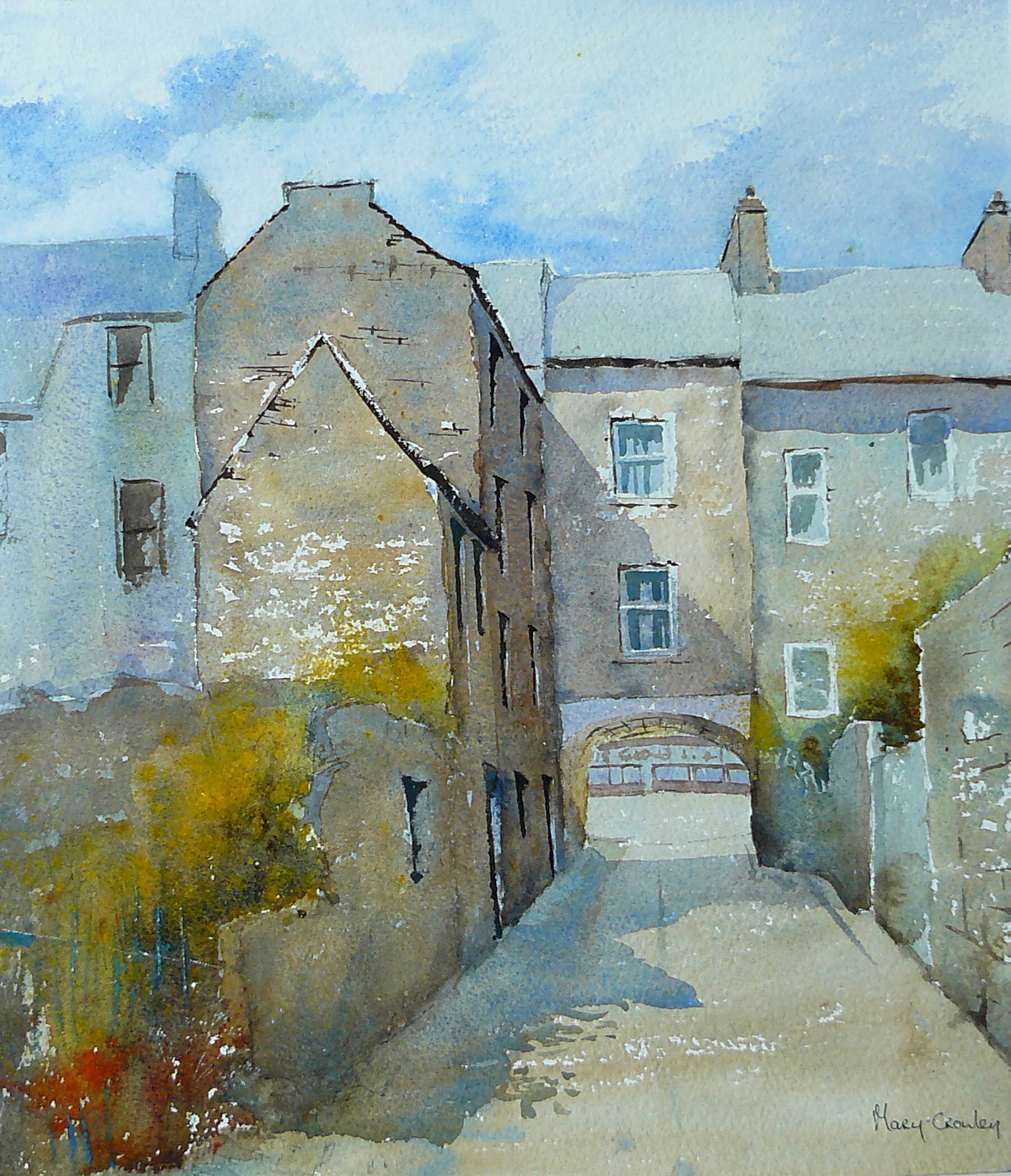The Laneway, Buncrana, Co Donegal. The small provincial towns all seem to have a main street, most towns have laneways leading back up to the main street. This is my impression of a Donegal Laneway.