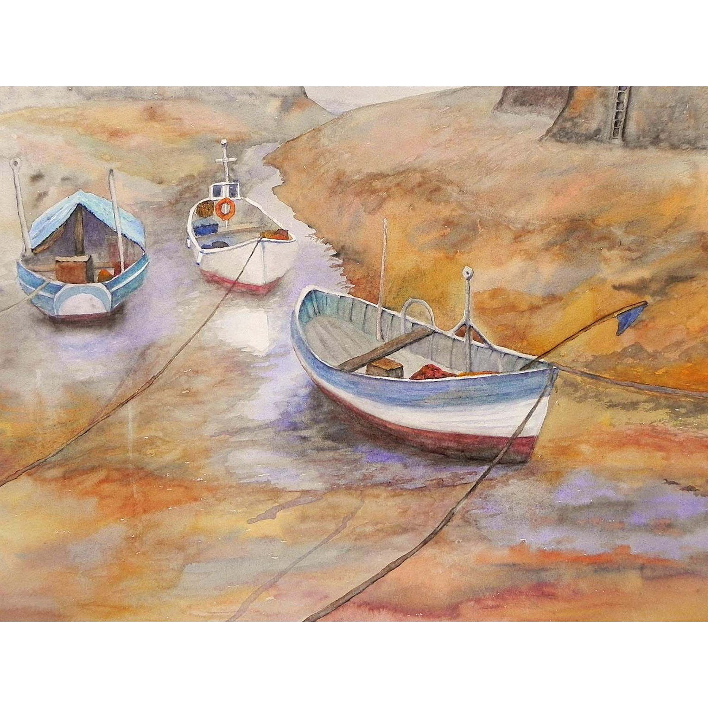 Resting: Three boats waiting for the rising tide to get back to work.