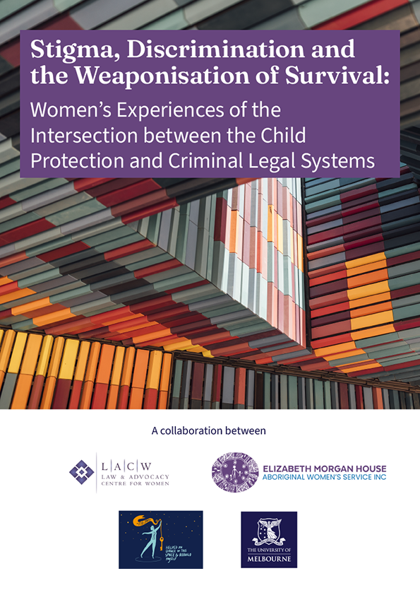 Cover with the title, and logos of the Law and Advocacy Centre for Women, Elizabeth Morgan House, FIGJAM and the University of Melbourne.