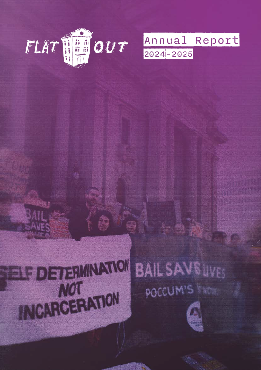 Annual Report 2024-2025, with a photo from the bail saves lives protest in June 2025.
