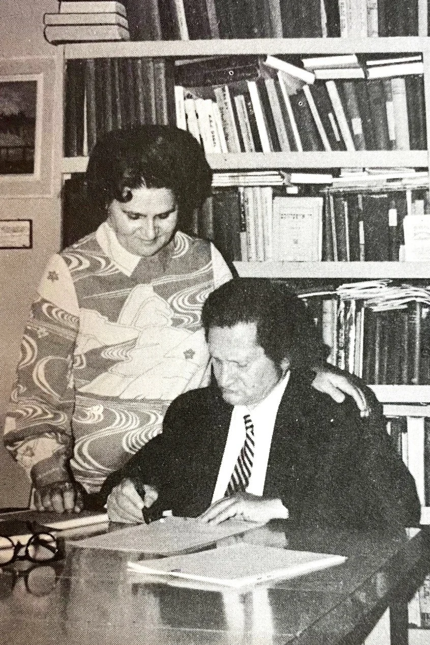 Irene Bryks, wife of Rachmil Bryks, supporting her husband while he was writing in their apartment, 1960’s, New York City