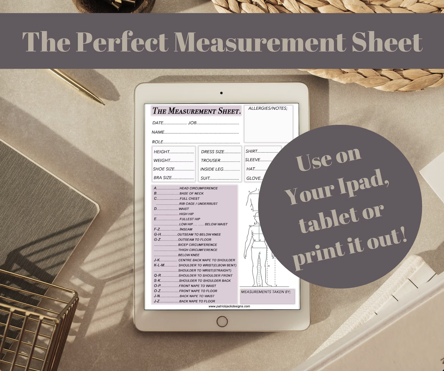 The Perfect Measurement sheet on ipad Patrick Jack designs download.png