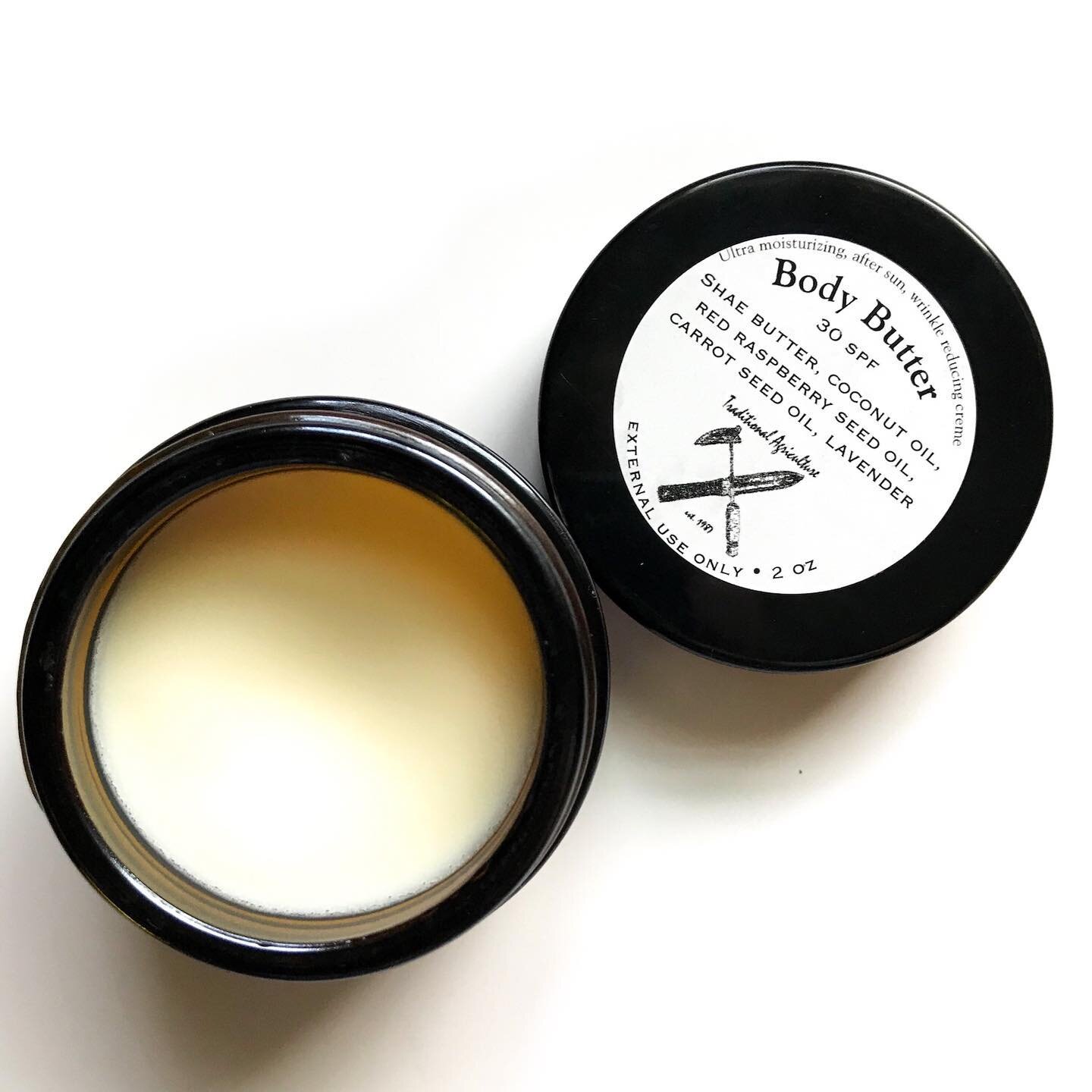Introducing our BODY BUTTER. Creamy, moisturizing, and quickly absorbing blend of Shea Butter, Coconut oil, Red Raspberry Seed oil, Carrot Seed oil &amp; a hint of lavender essential oil.
.
The lavender in this blend is great for after sun care. The 