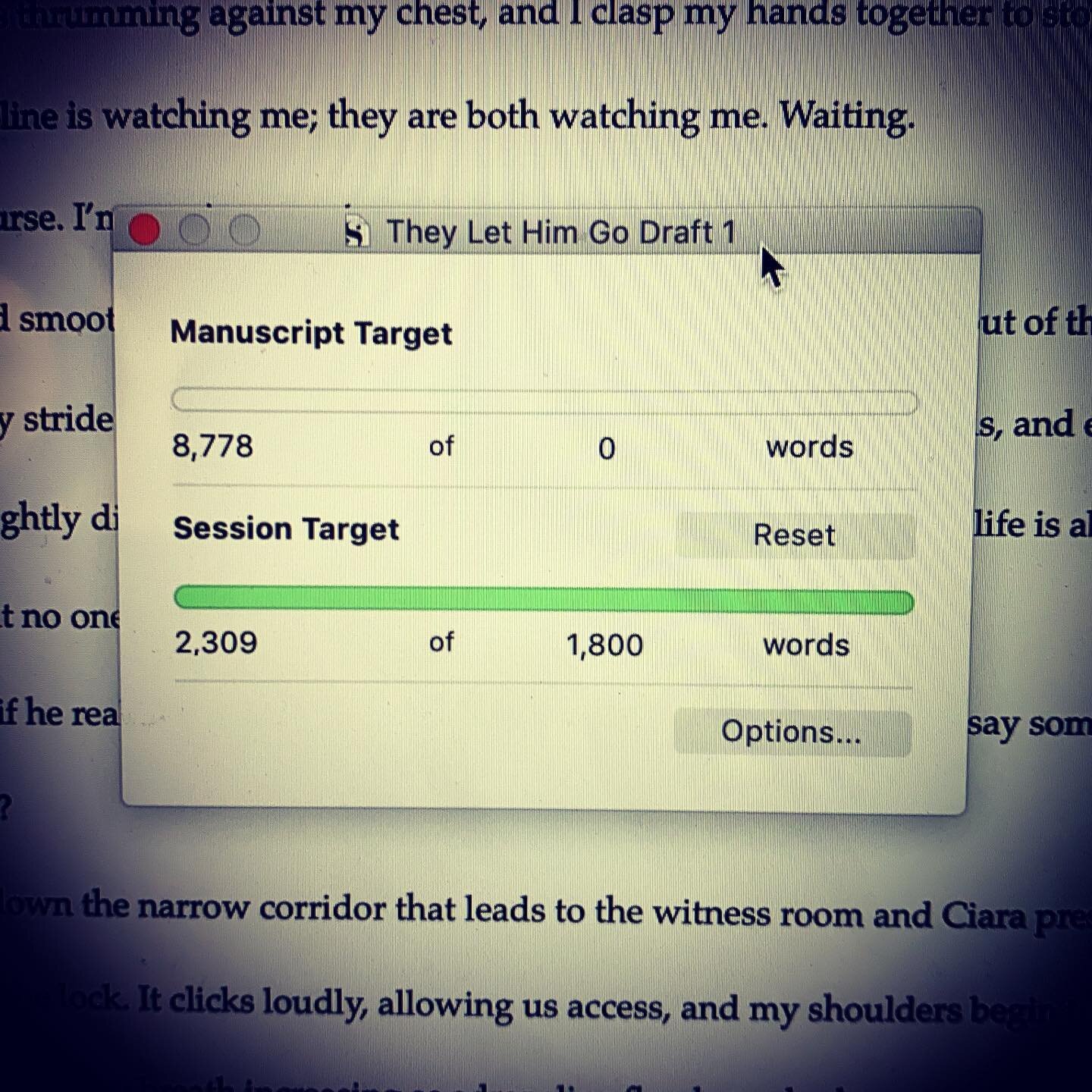 I was feeling guilty as I&rsquo;ve missed a few days of writing but today I&rsquo;ve finished another chapter and drafted 2.3k words. Camp Nano word count so far is 8769. Tomorrow I should break 10k 😀 l&rsquo;m loving my new protagonist who is so di