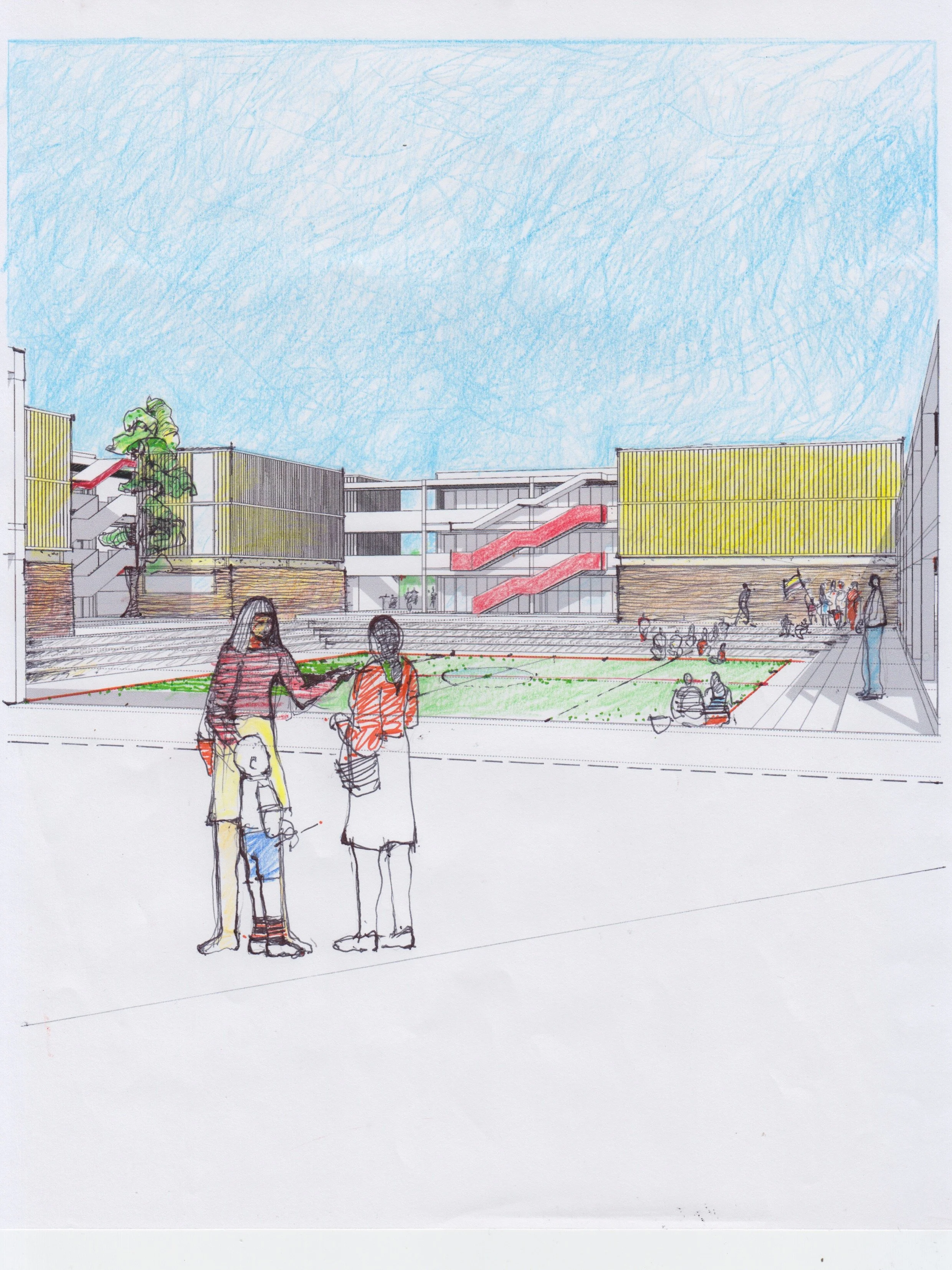 PAtio central. Dibujo de Antonio Manrique