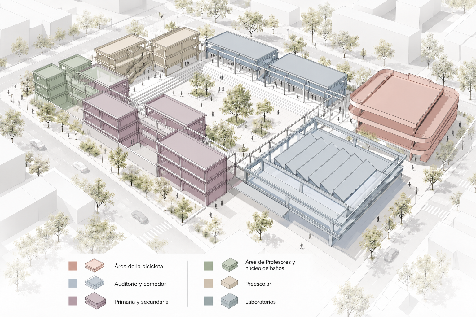 Campus escolar axonométrico en acuarela.png