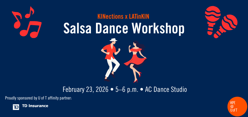 Illustration of two people salsa dancing with event name, date, time and location in white text on a dark blue background