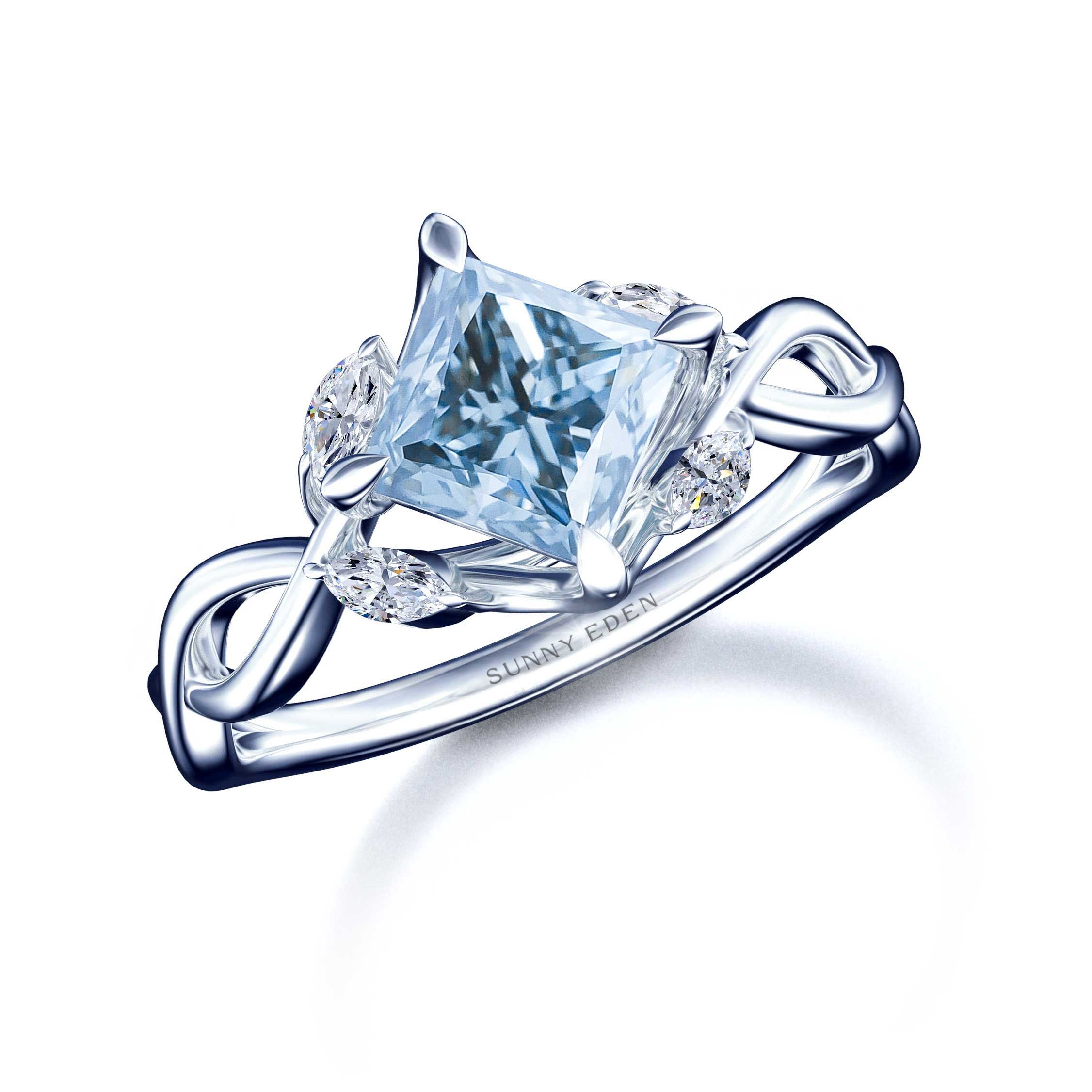 Hazel - 14K White Gold Princess Cut Diamond Double Four Prong Solitaire Engagement  Ring - Wedding Bands & Co.