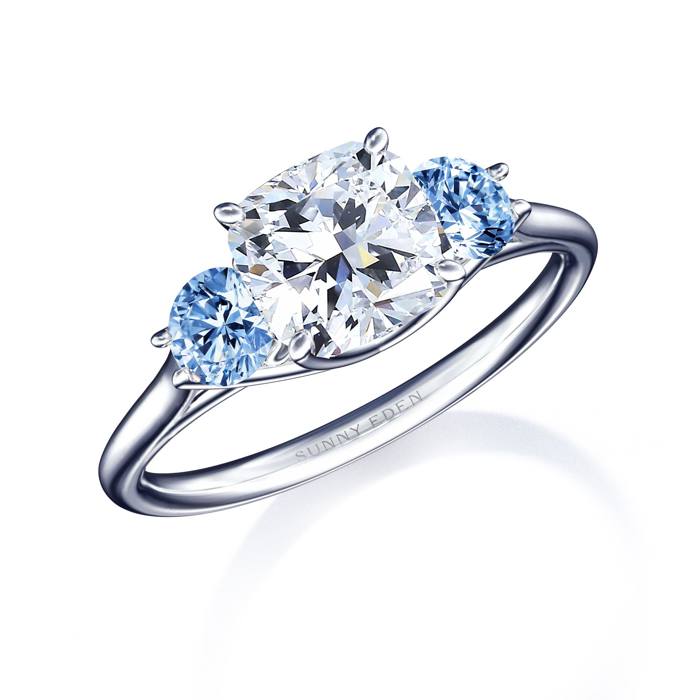 Light Jeans Blue Sapphire Diamond Ring | Praise Wedding Shop
