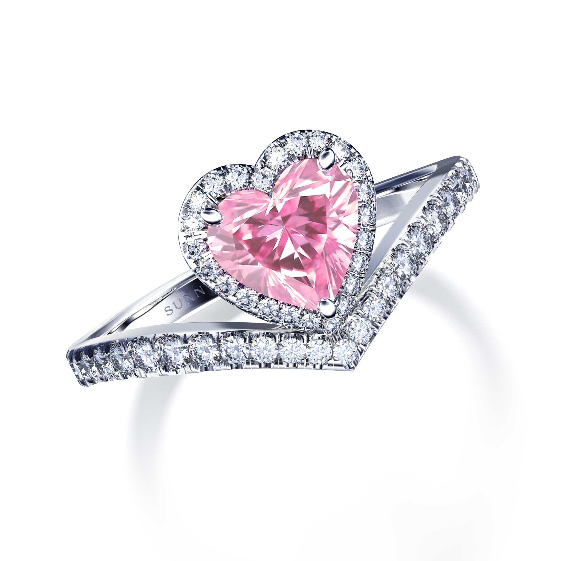2020 Fashionable Silver Pink Heart Gemstone Heart Shaped Wedding Ring With  Simulated Diamonds For Women Perfect For Engagement And Special Occasions  From Xvwed, $16.25 | DHgate.Com