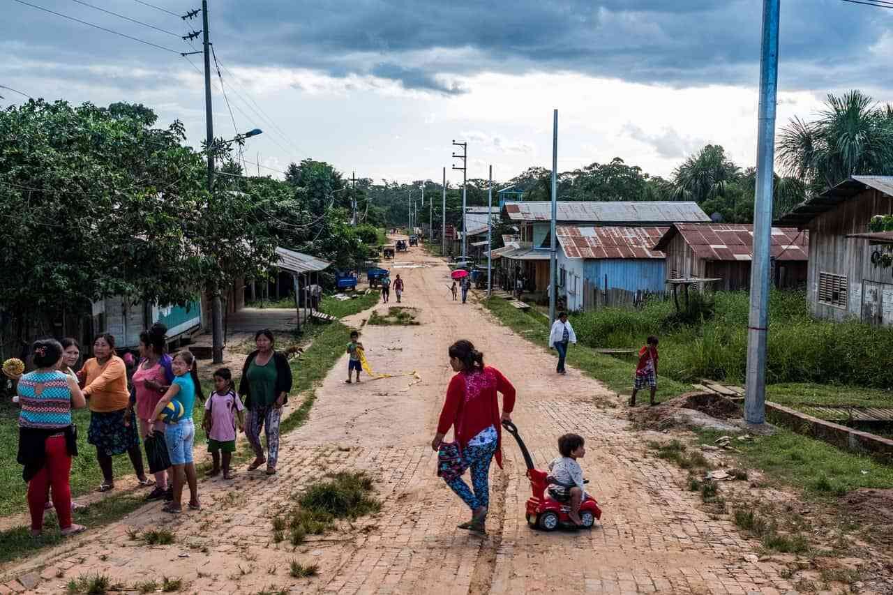   Main street, Puerto Esperanza, Purús, Peru.  