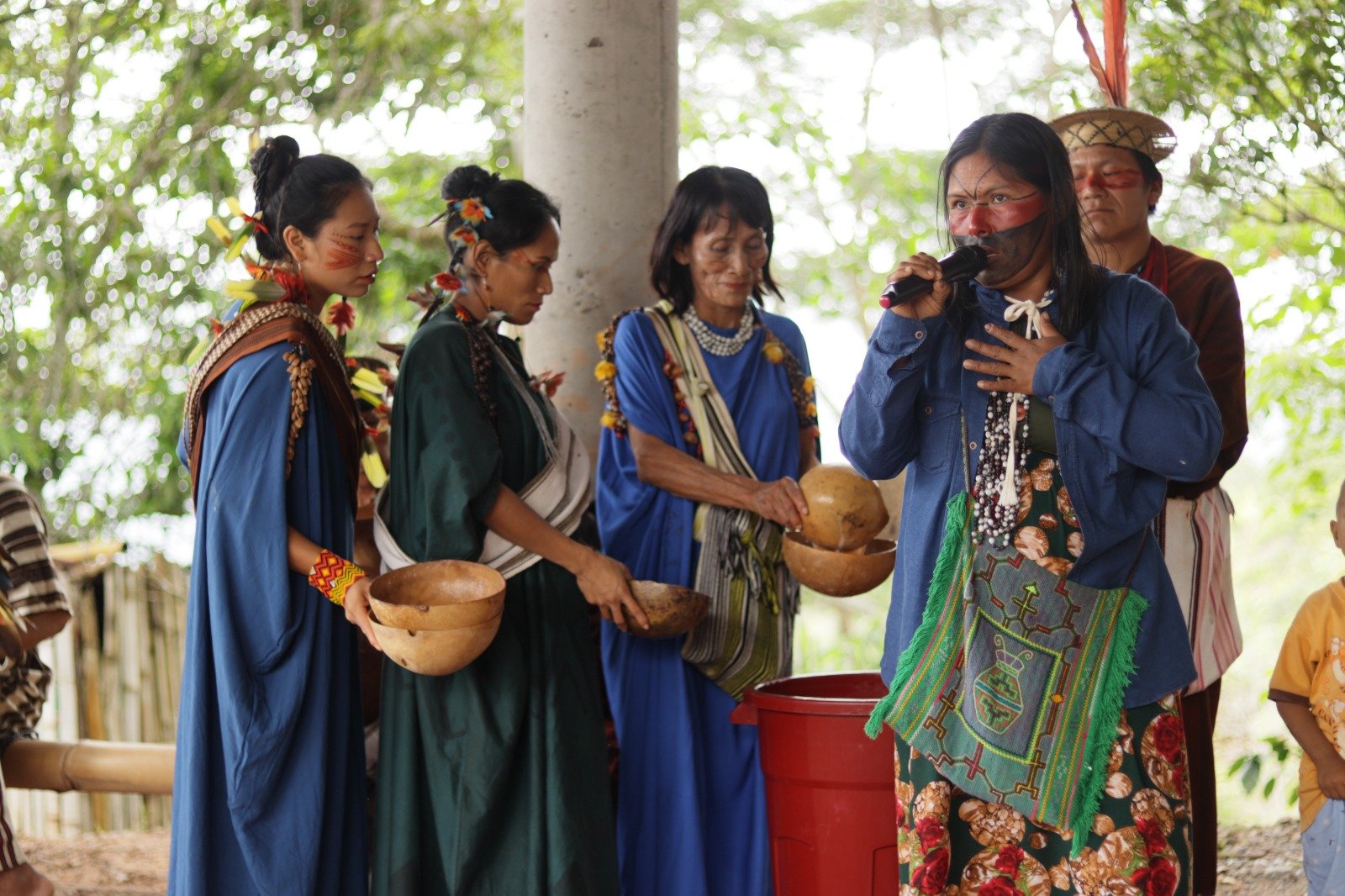  Amahuaca leader, Lidia Perez, gives some remarks at the opening of the Spiritual Gathering. 