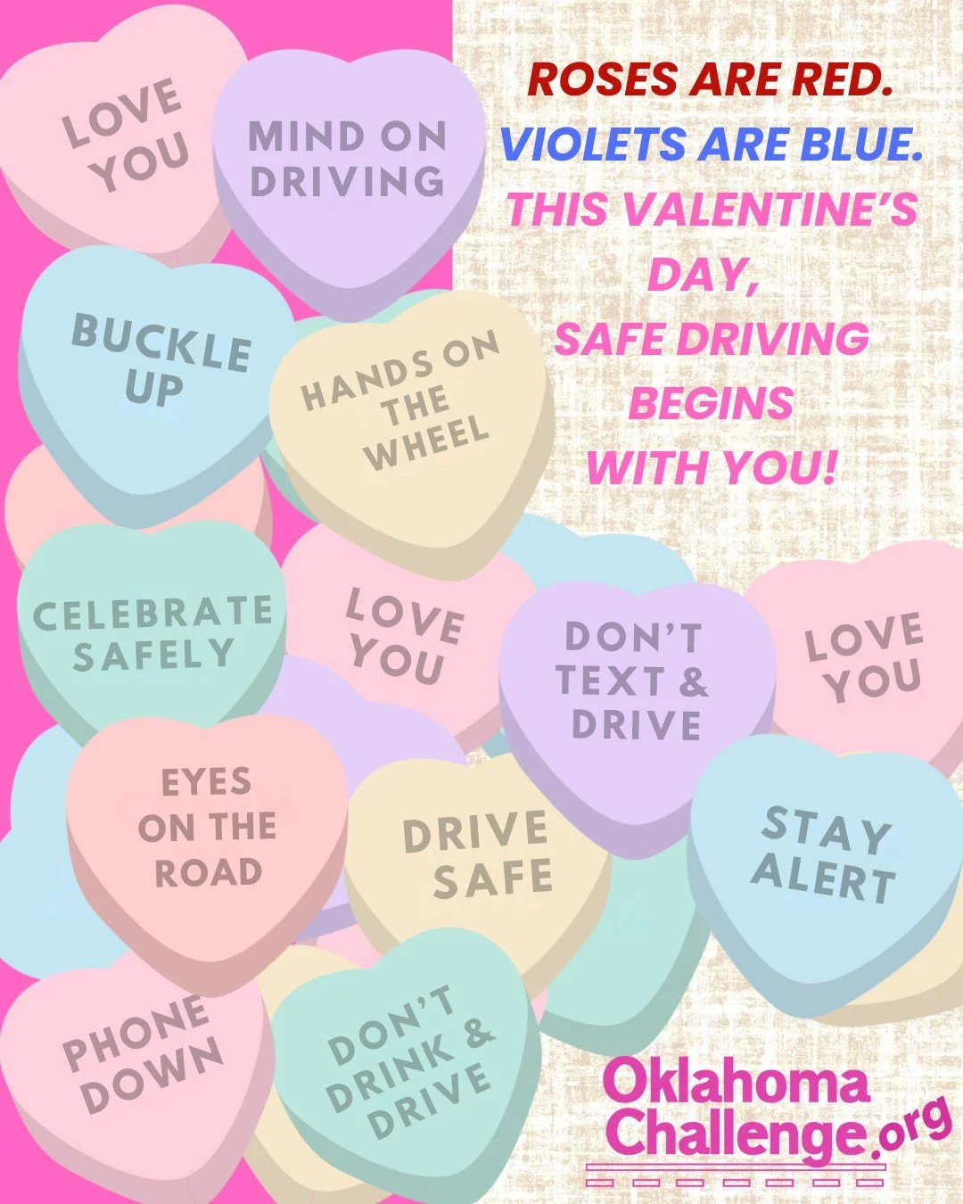 ❤️🚦 LOVE IS LOOKING OUT FOR EACH OTHER 🚦❤️

The winning graphic chosen by teams in the Oklahoma Safe Driving Challenge is HERE &mdash; and it&rsquo;s all about keeping the people you care about safe. 🙌👏

With Valentine&rsquo;s Day right around th