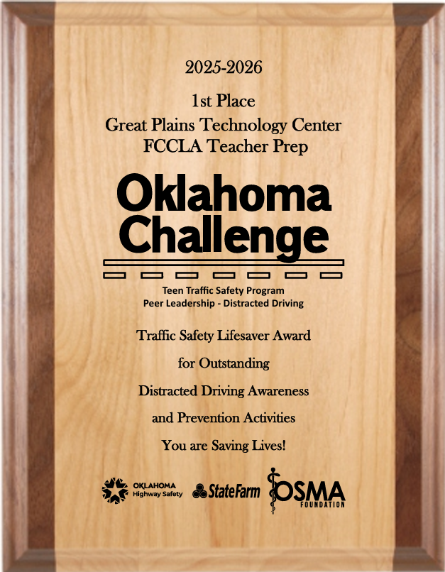 Great Plains Technology Center's Teacher Prep FCCLA wins First Place! Congratulations to this team and their advisor, Kelly Brock!