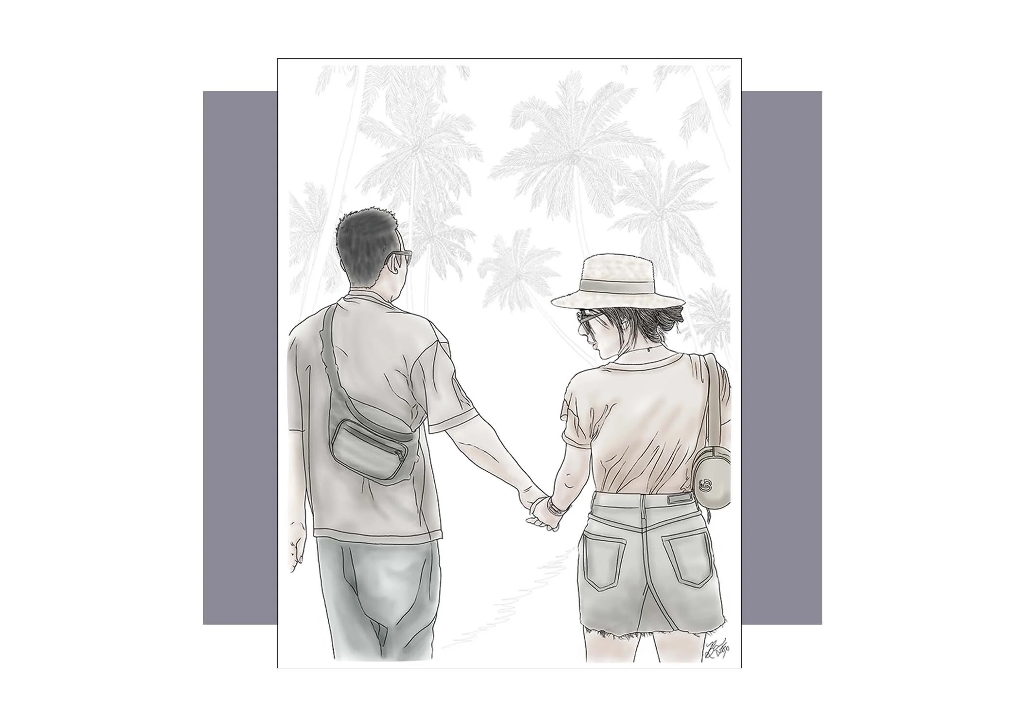 Client Custom Line Art (B&W + Partial Colour)