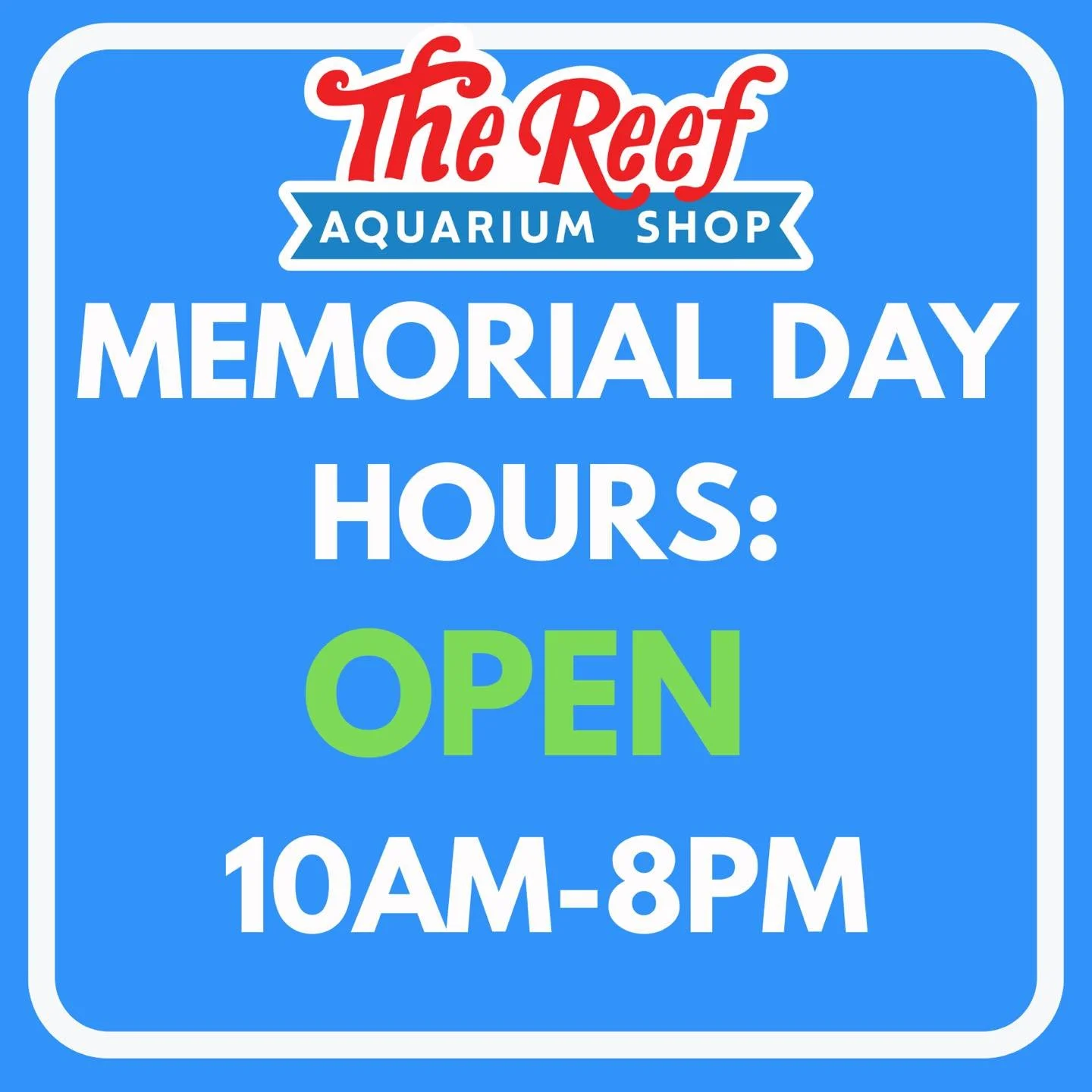 We are open today for Memorial Day!